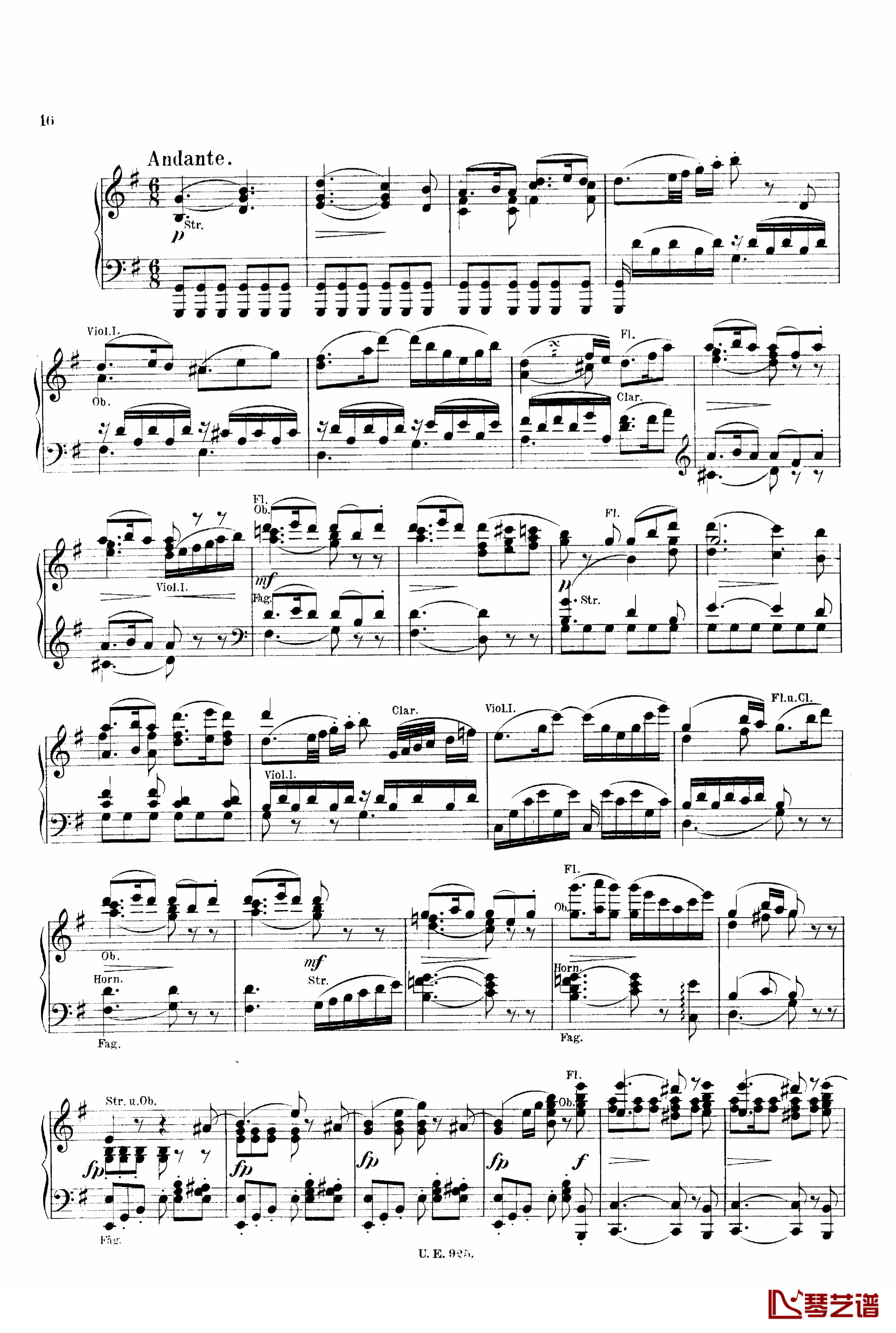D大调第一交响曲 D.82钢琴谱-舒伯特16