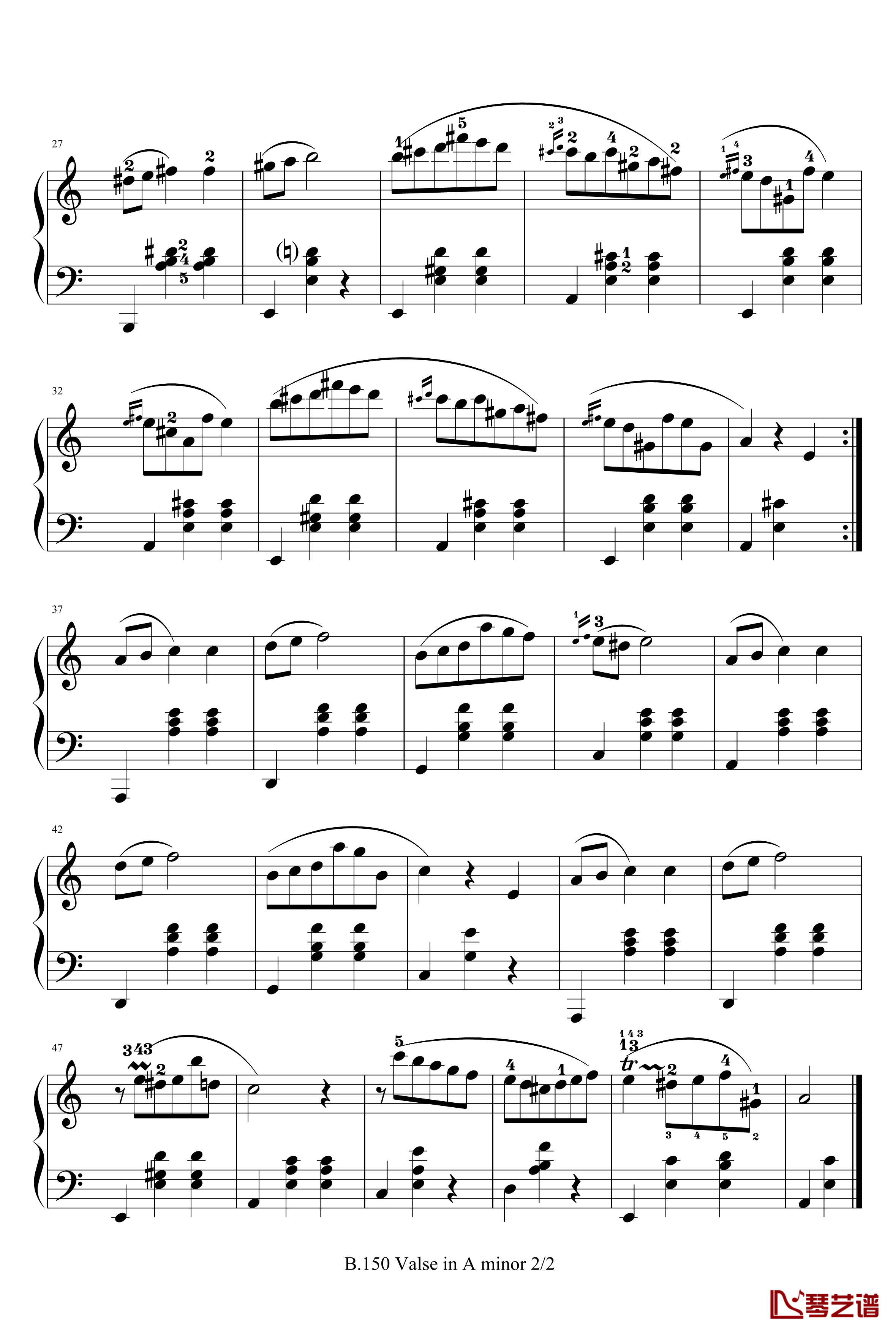 A小调圆舞曲钢琴谱-带指法B.150-肖邦-chopin2