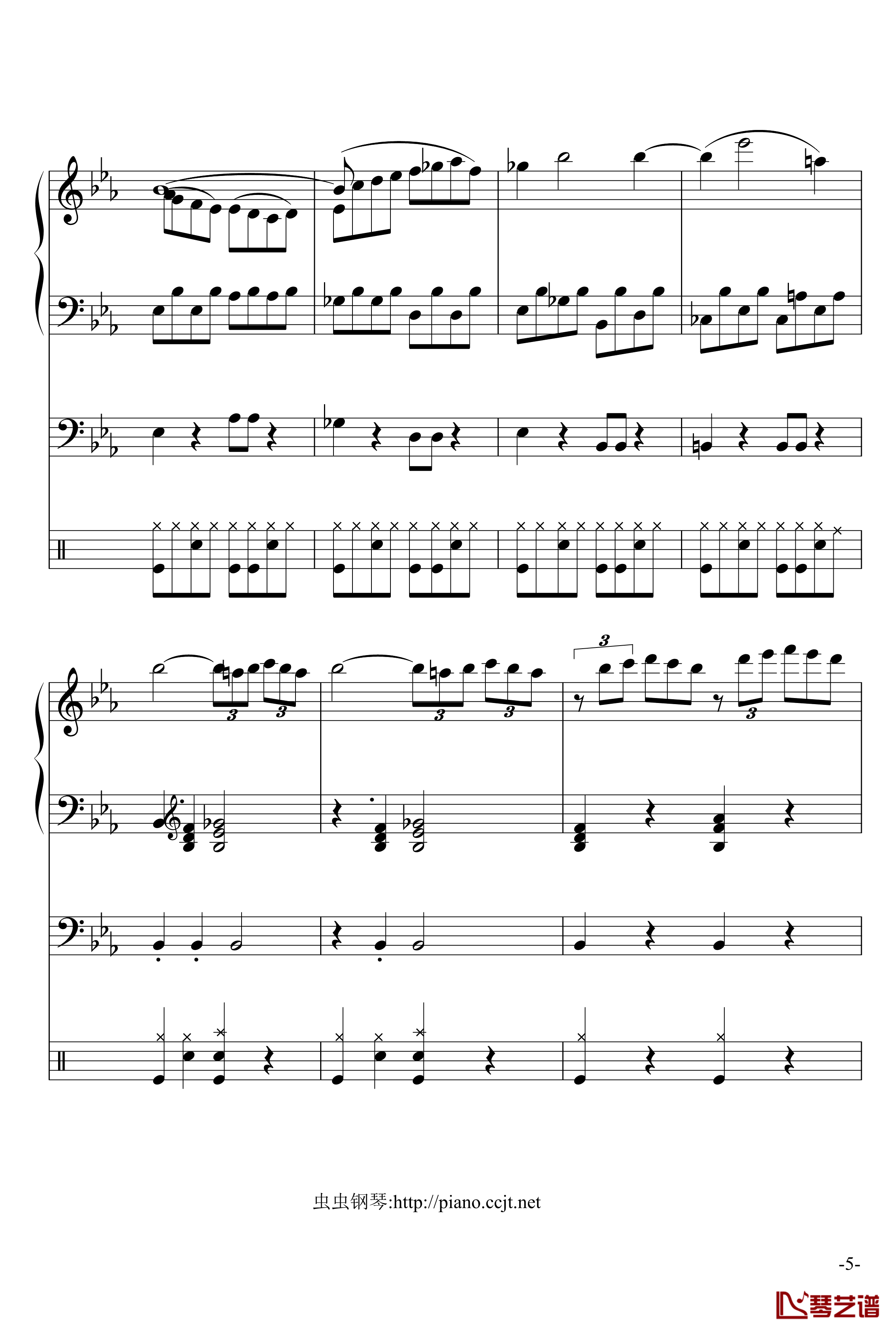 悲怆奏鸣曲钢琴谱-加小乐队-贝多芬-beethoven5