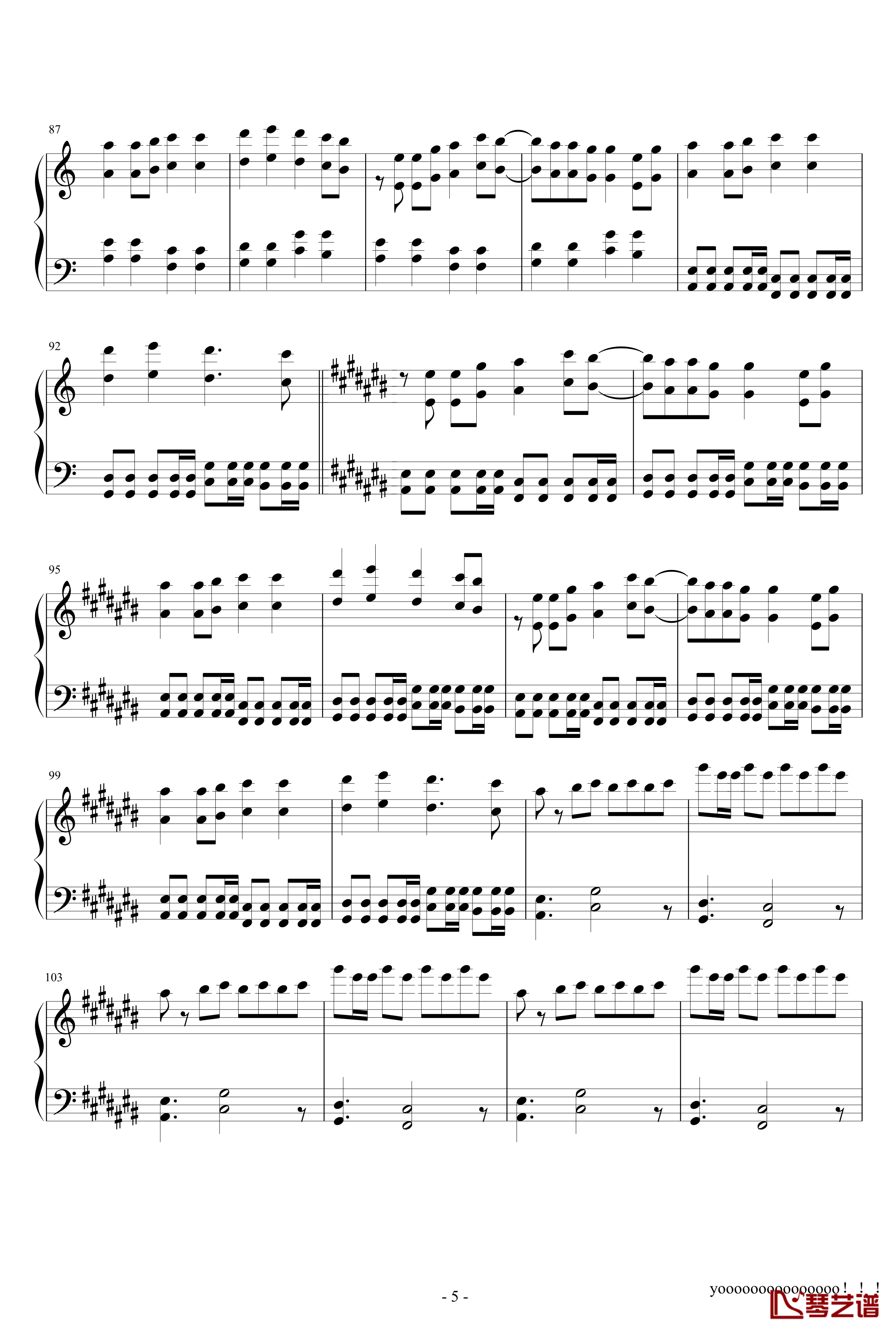 モザイクロール钢琴谱-GUMI-初音未来5