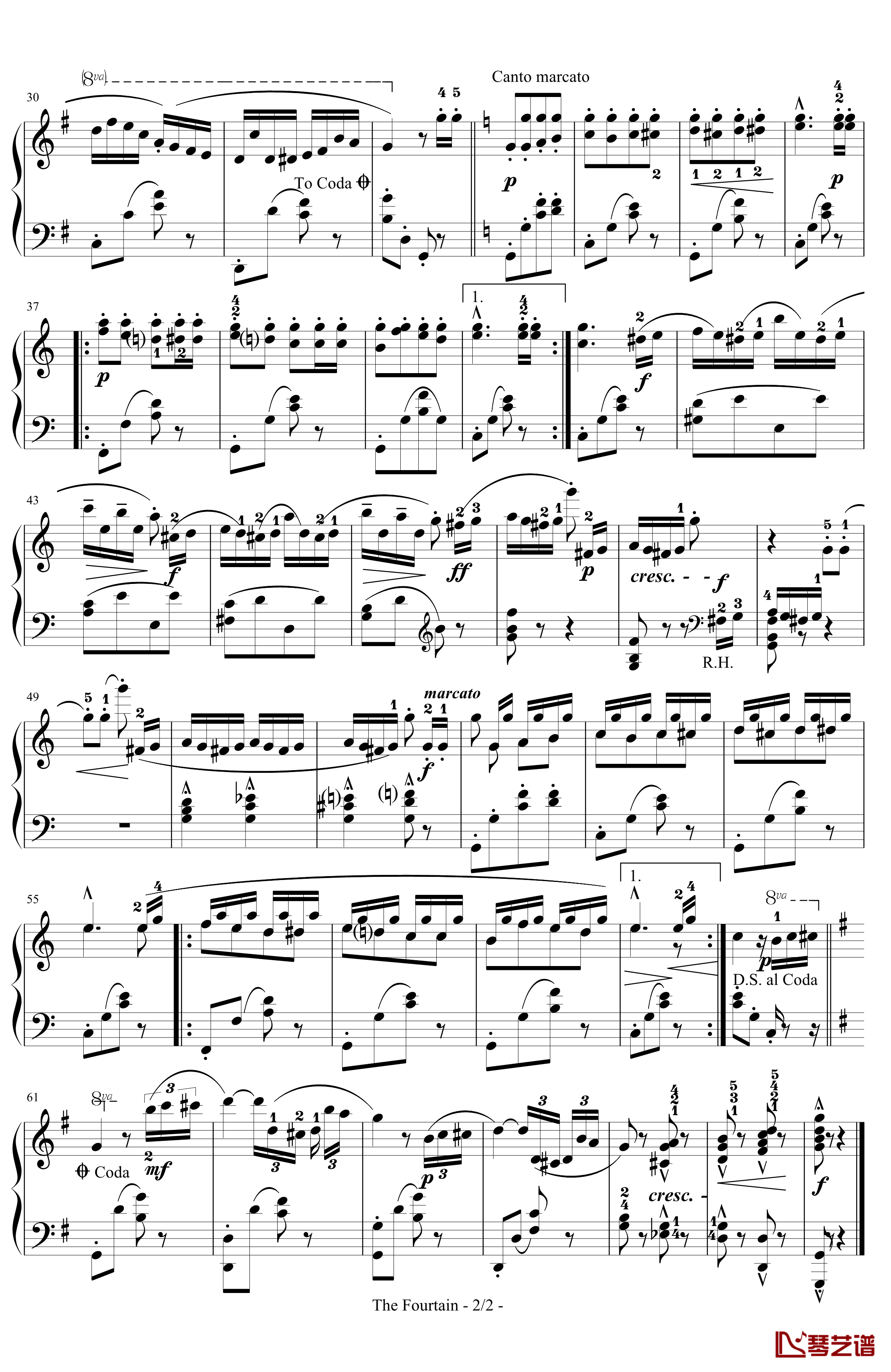 喷泉钢琴谱-带指法-卡尔博姆-Carl Bohm2