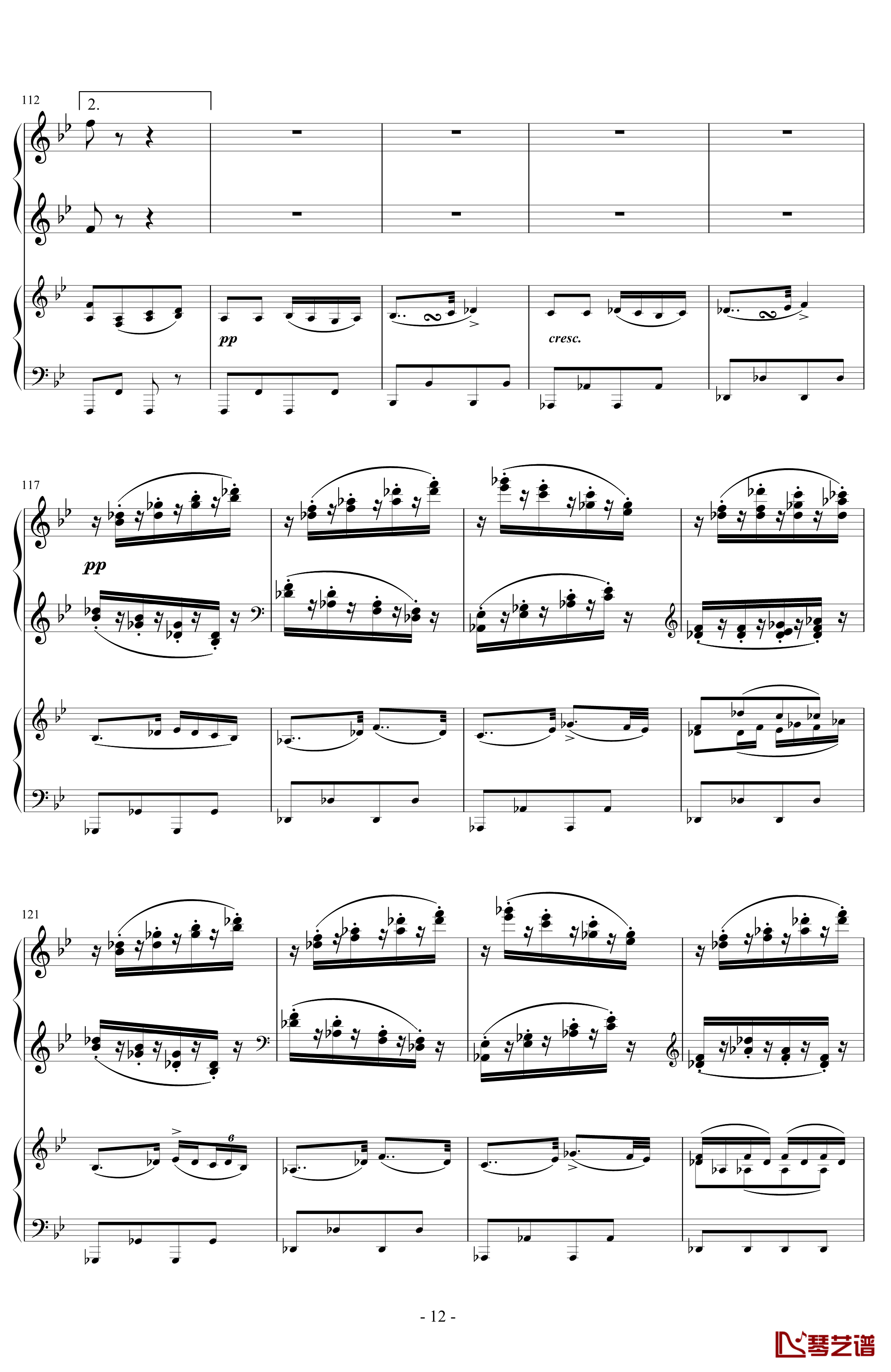 A大调弦乐五重奏“鳟鱼”第四乐章钢琴谱-两架钢琴谱-舒伯特12