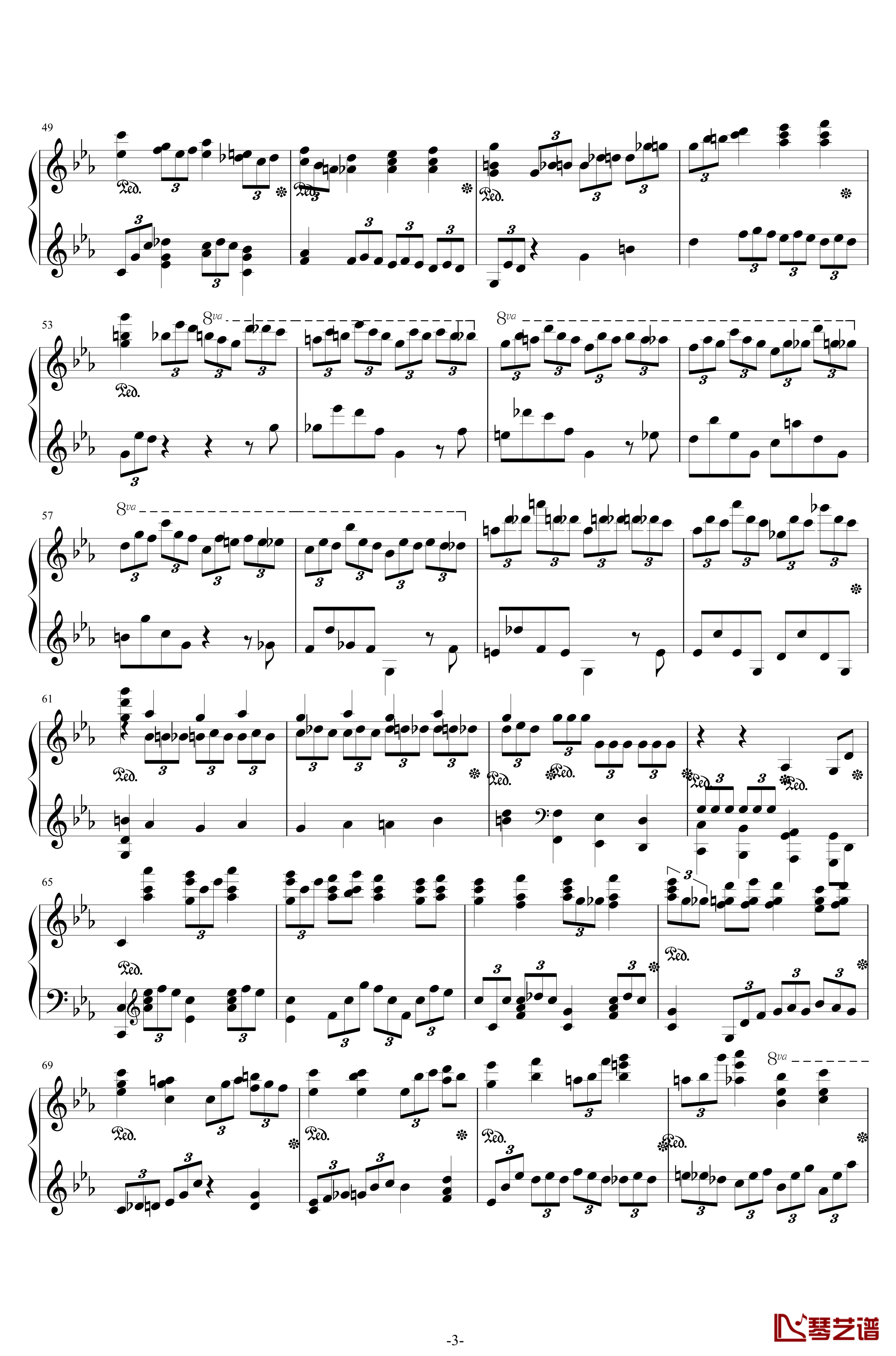 第二钢琴协奏曲钢琴谱-第三乐章独奏版-c小调-拉赫马尼若夫3