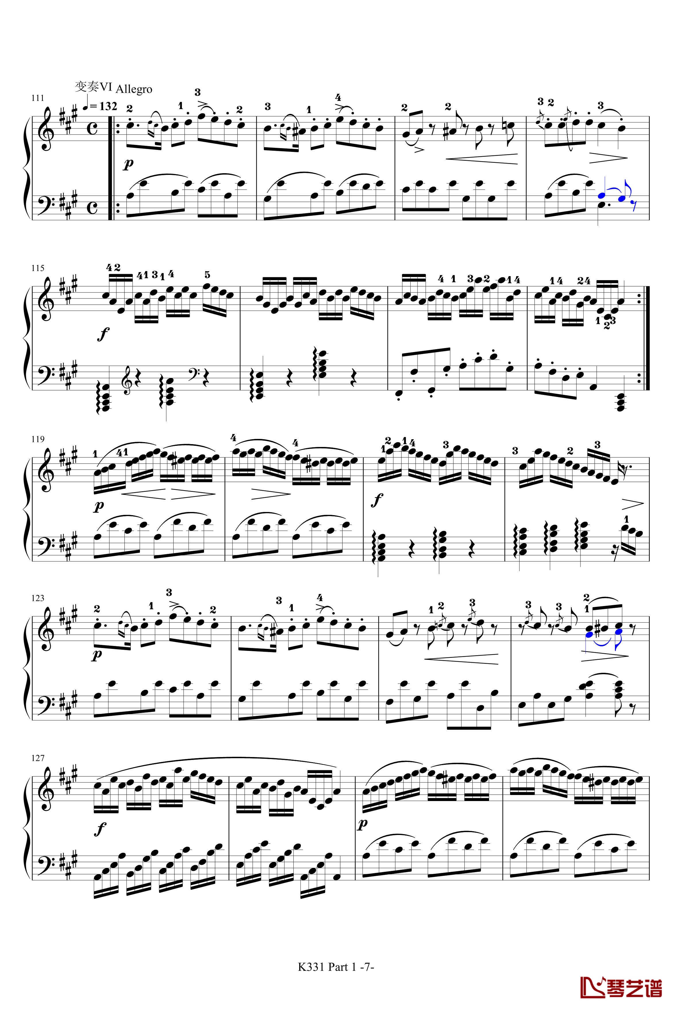 K331第一乐章钢琴谱-带指法-莫扎特7