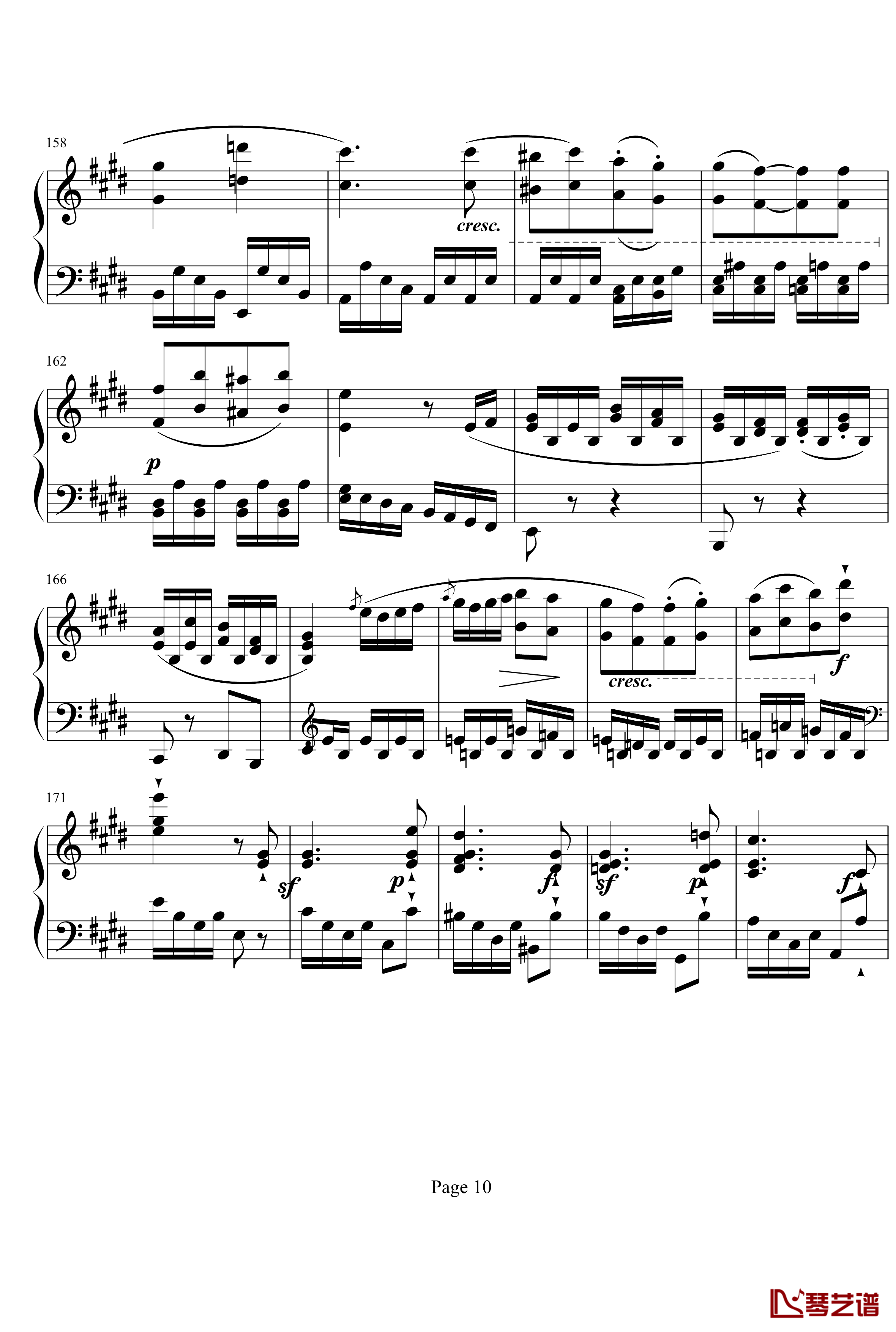 贝多芬第27钢琴奏鸣曲第二乐章钢琴谱-贝多芬10