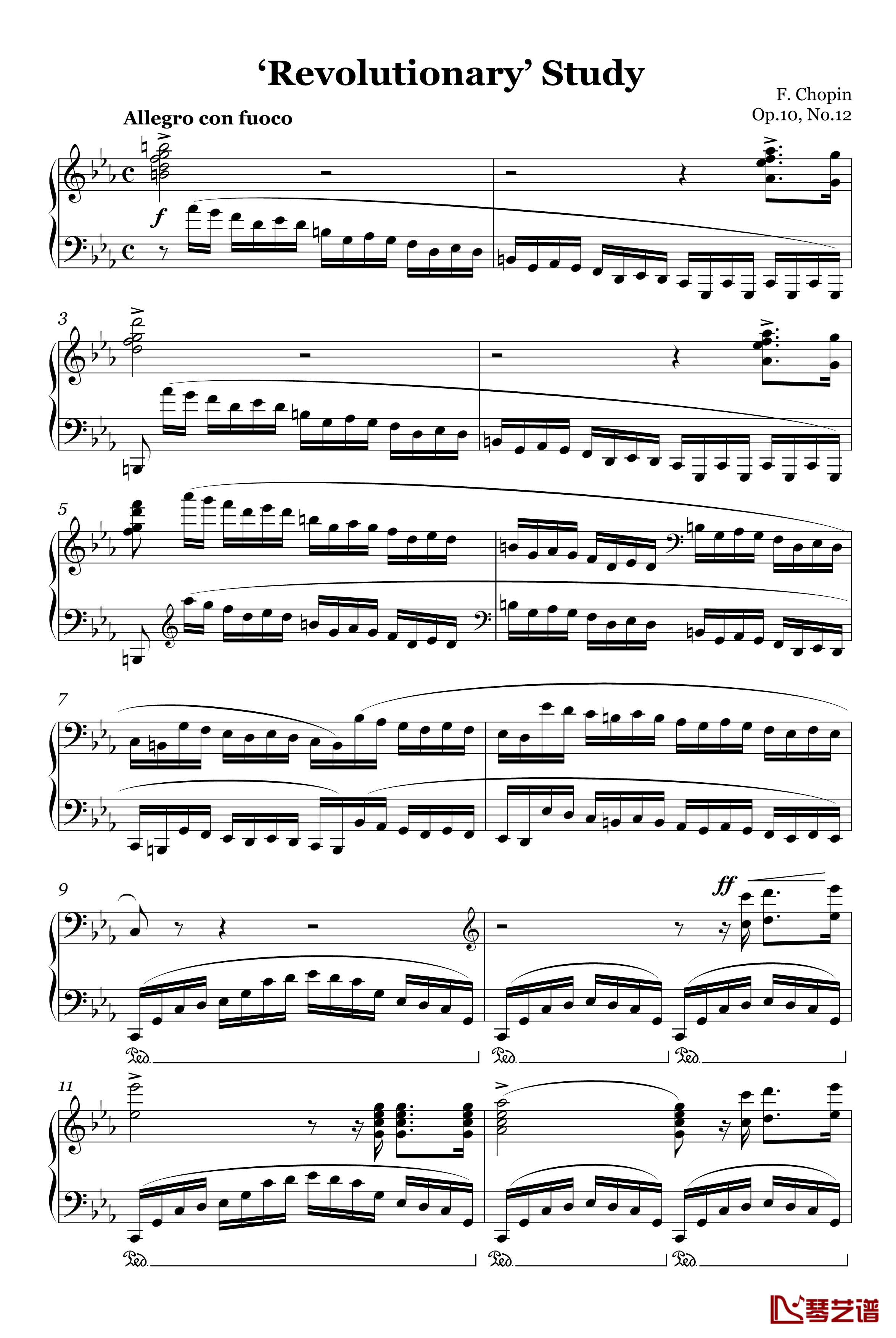革命练习曲Op.10, No.12钢琴谱-肖邦-chopin1