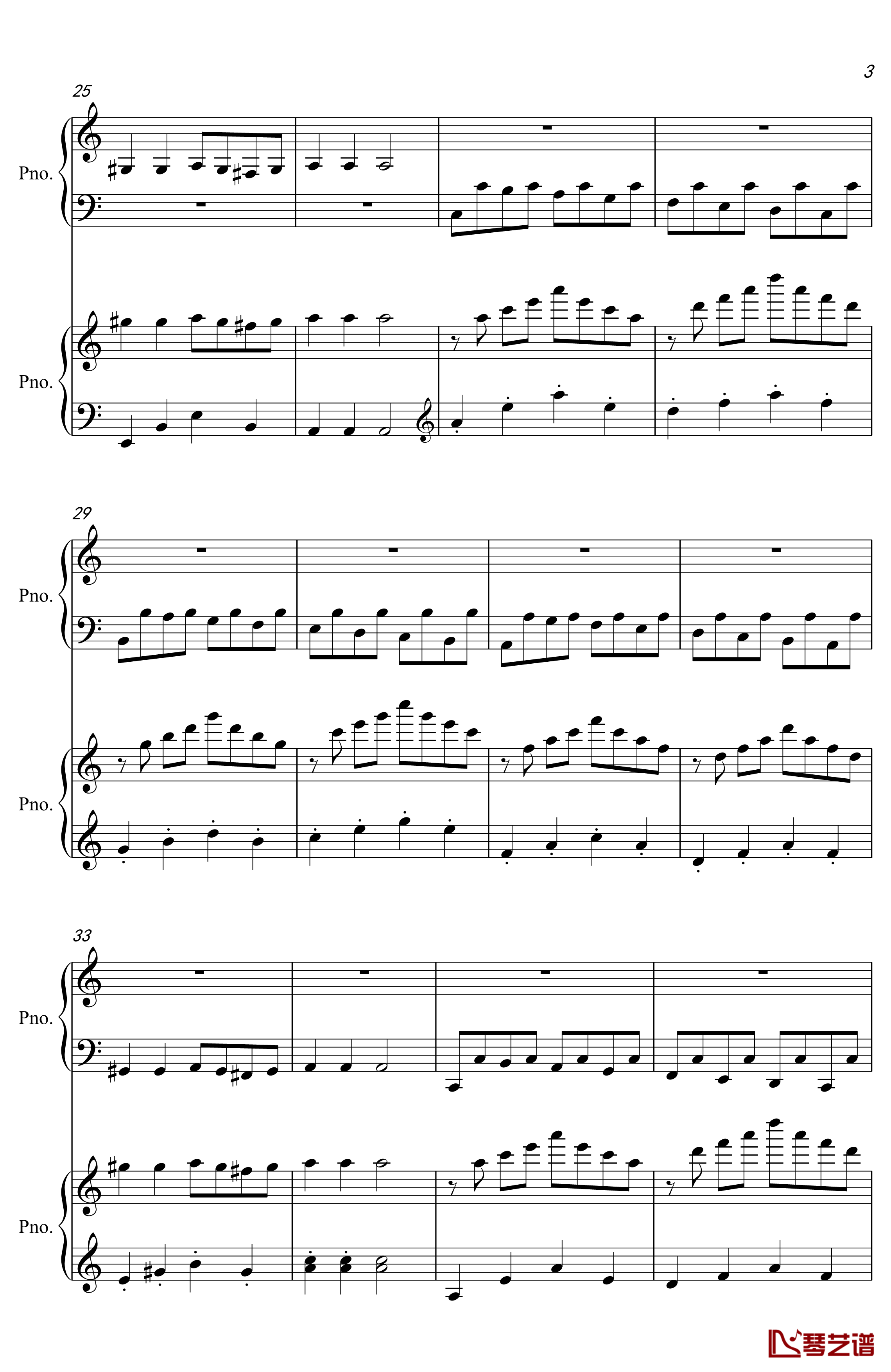 帕萨卡利亚钢琴谱-父女四手联弹-世界名曲3