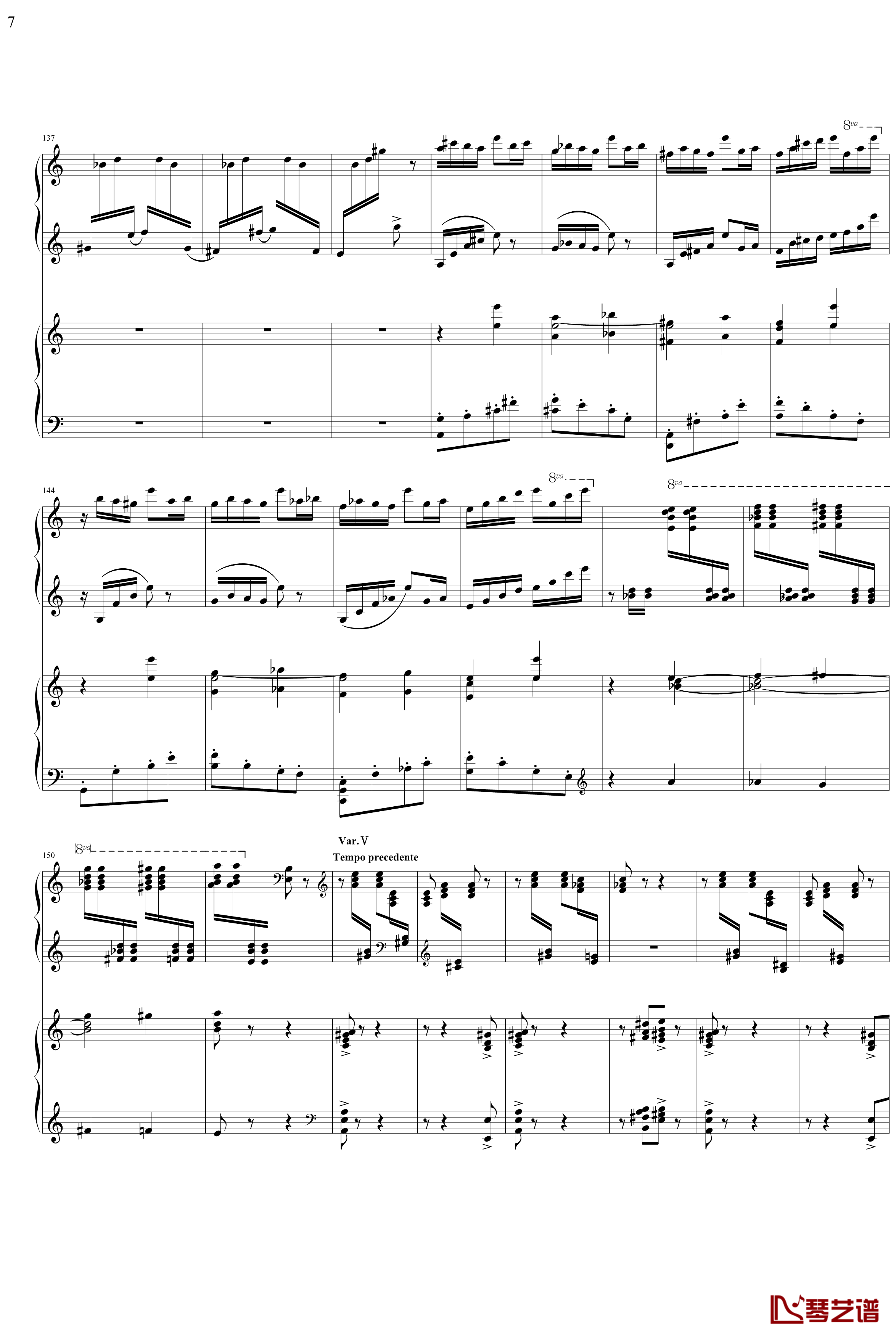 帕格尼主题狂想曲钢琴谱-1~10变奏-拉赫马尼若夫7