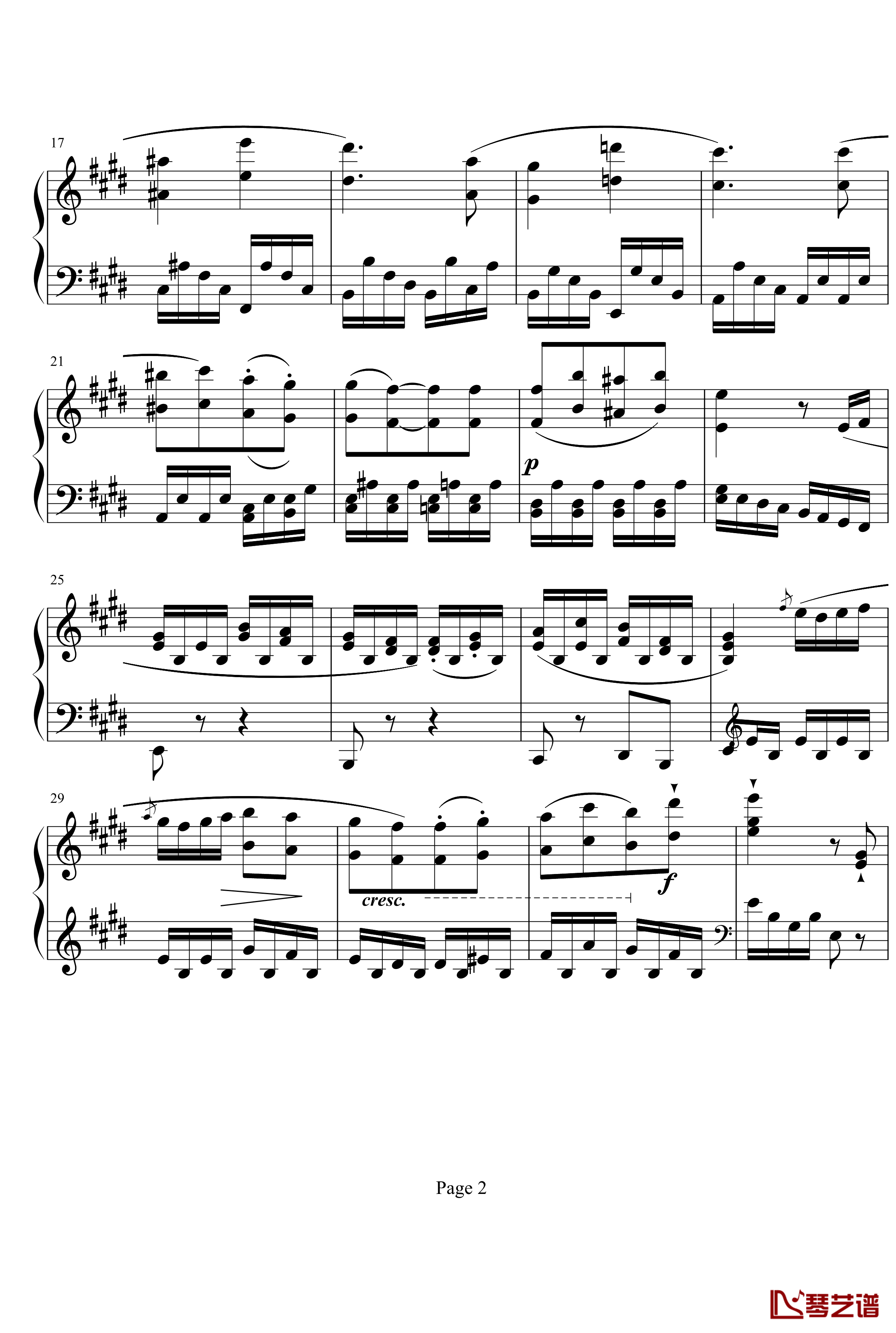贝多芬第27钢琴奏鸣曲第二乐章钢琴谱-贝多芬2