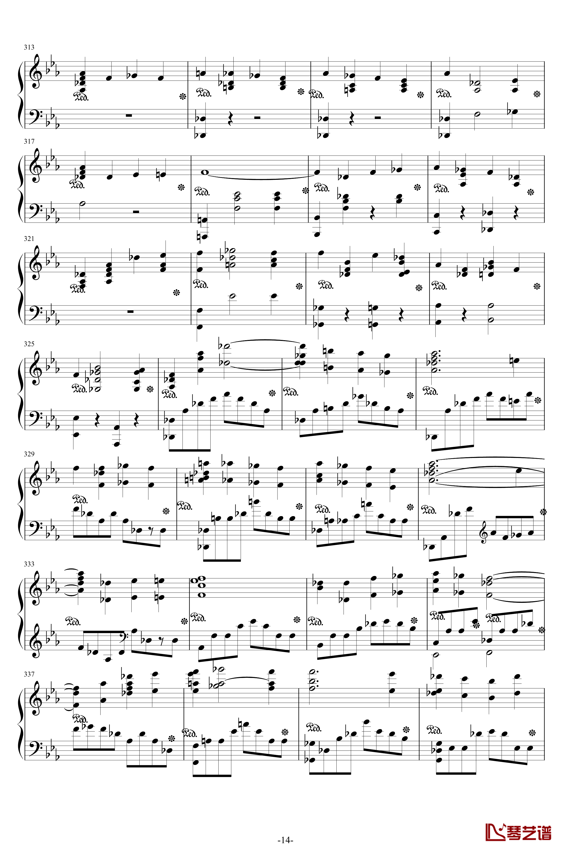 第二钢琴协奏曲钢琴谱-第三乐章独奏版-c小调-拉赫马尼若夫14