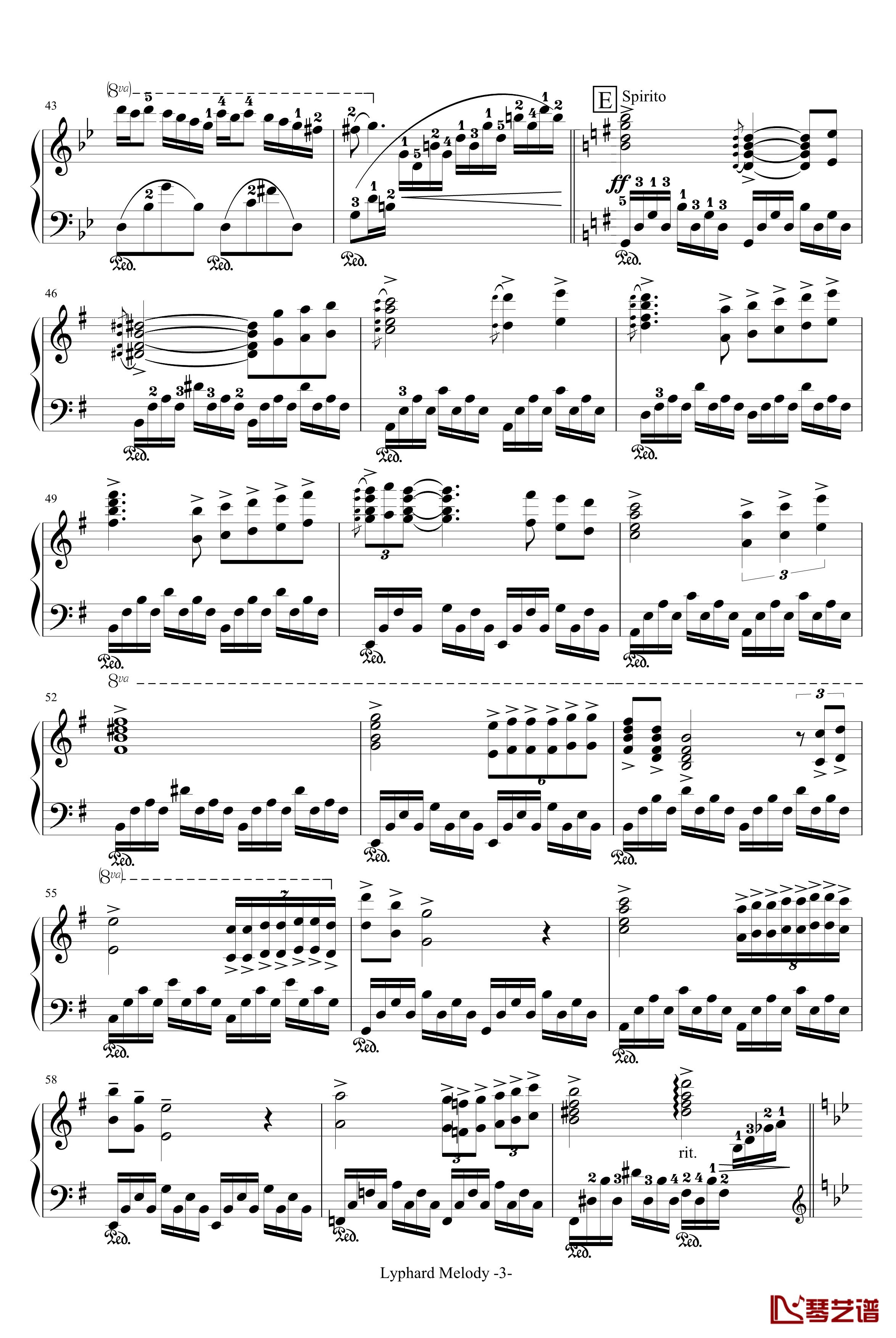 星空钢琴谱-带指法-塞内维尔3