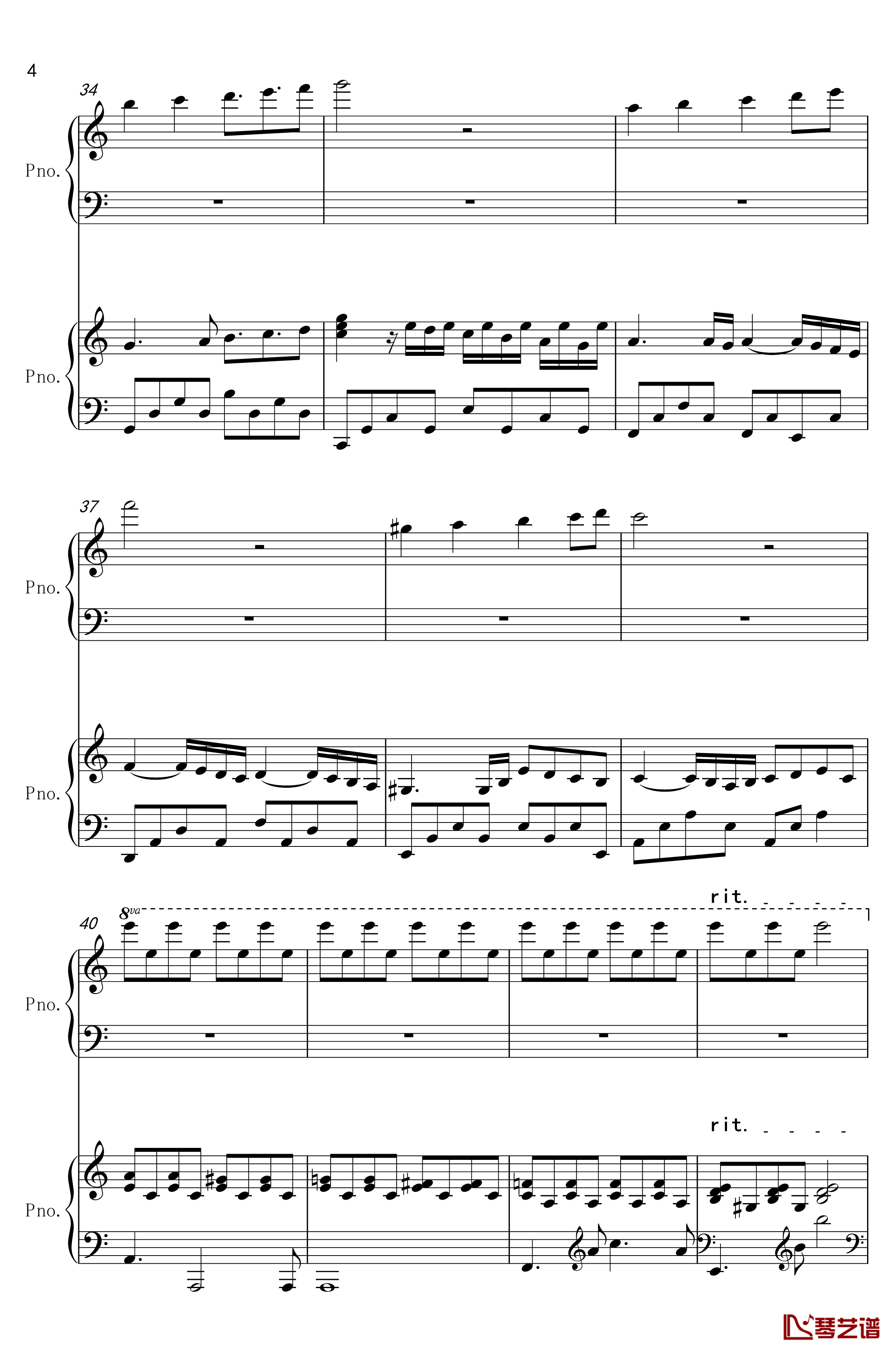 帕萨卡利亚钢琴谱-母女增强版-世界名曲4