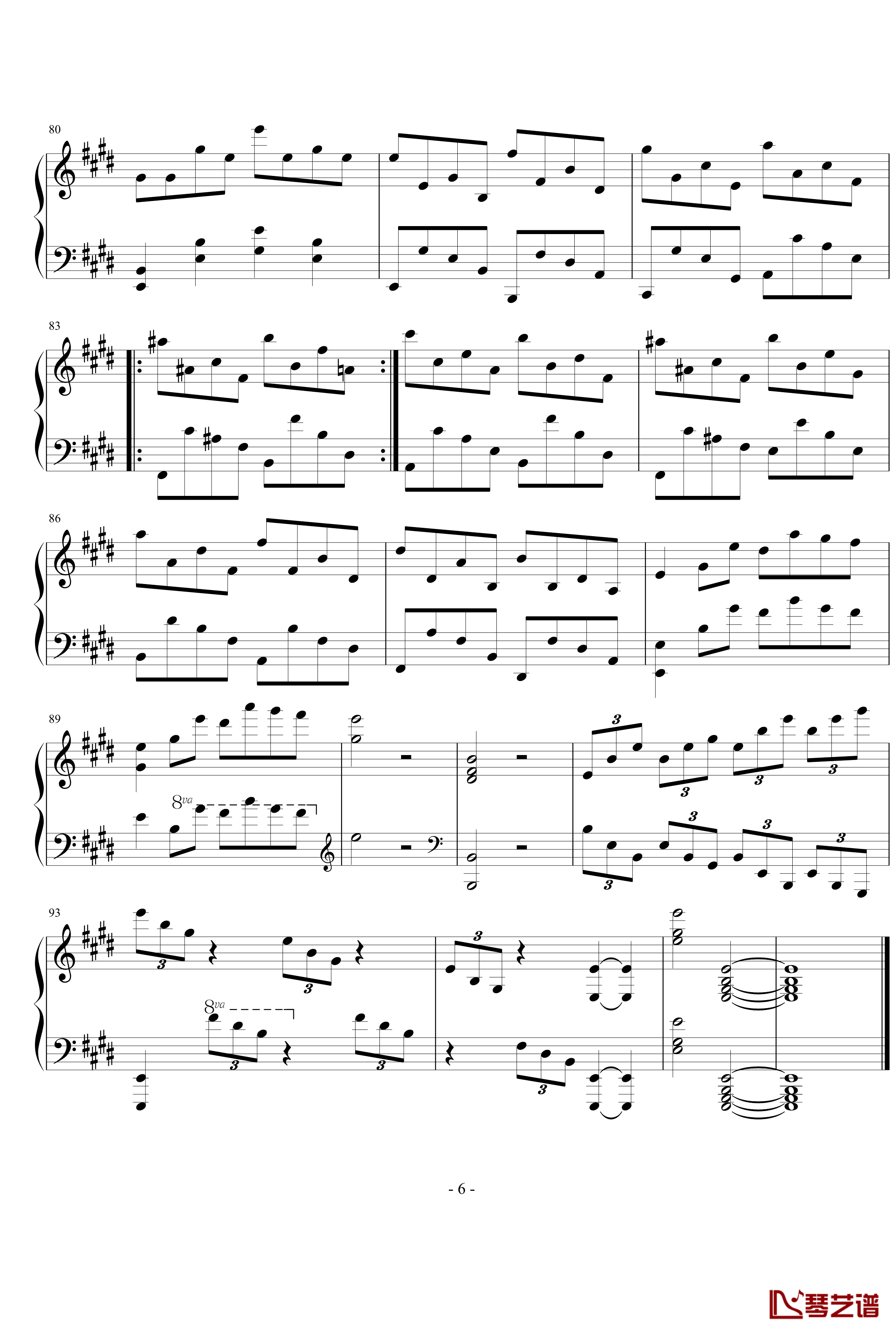 E大调第八练习曲钢琴谱-PARROT1866