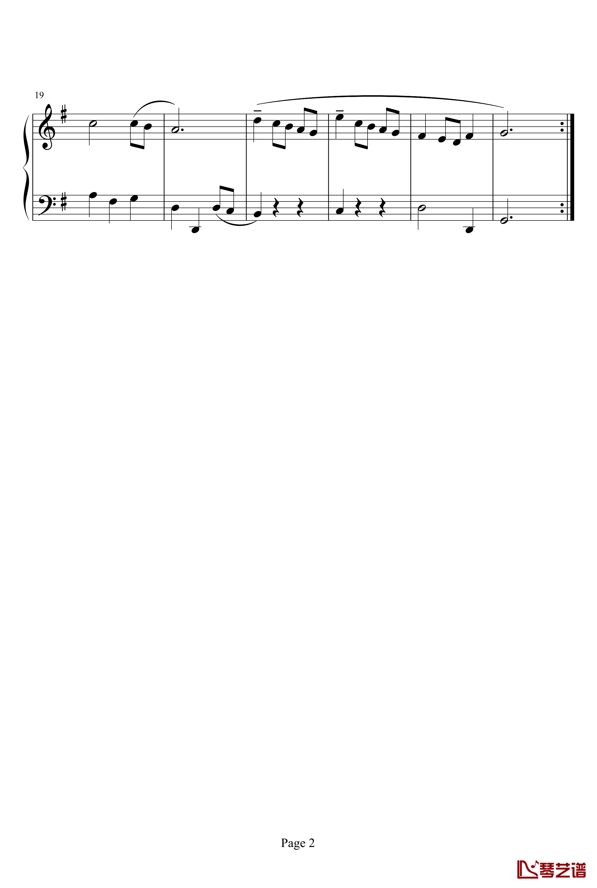 小步舞曲钢琴谱-巴赫初级钢琴曲集072
