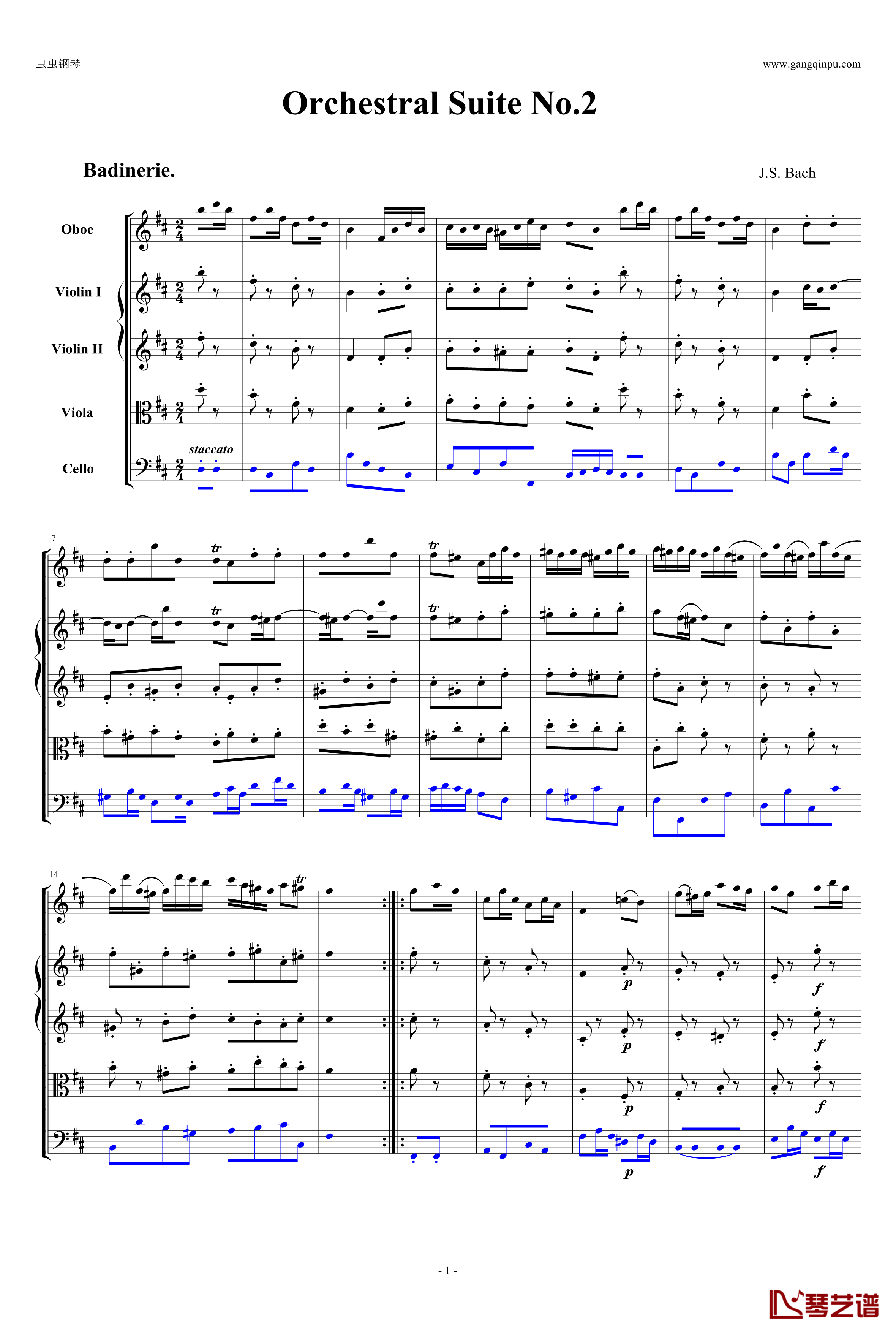 BWV 1067谐谑曲钢琴谱-J.S.巴赫1