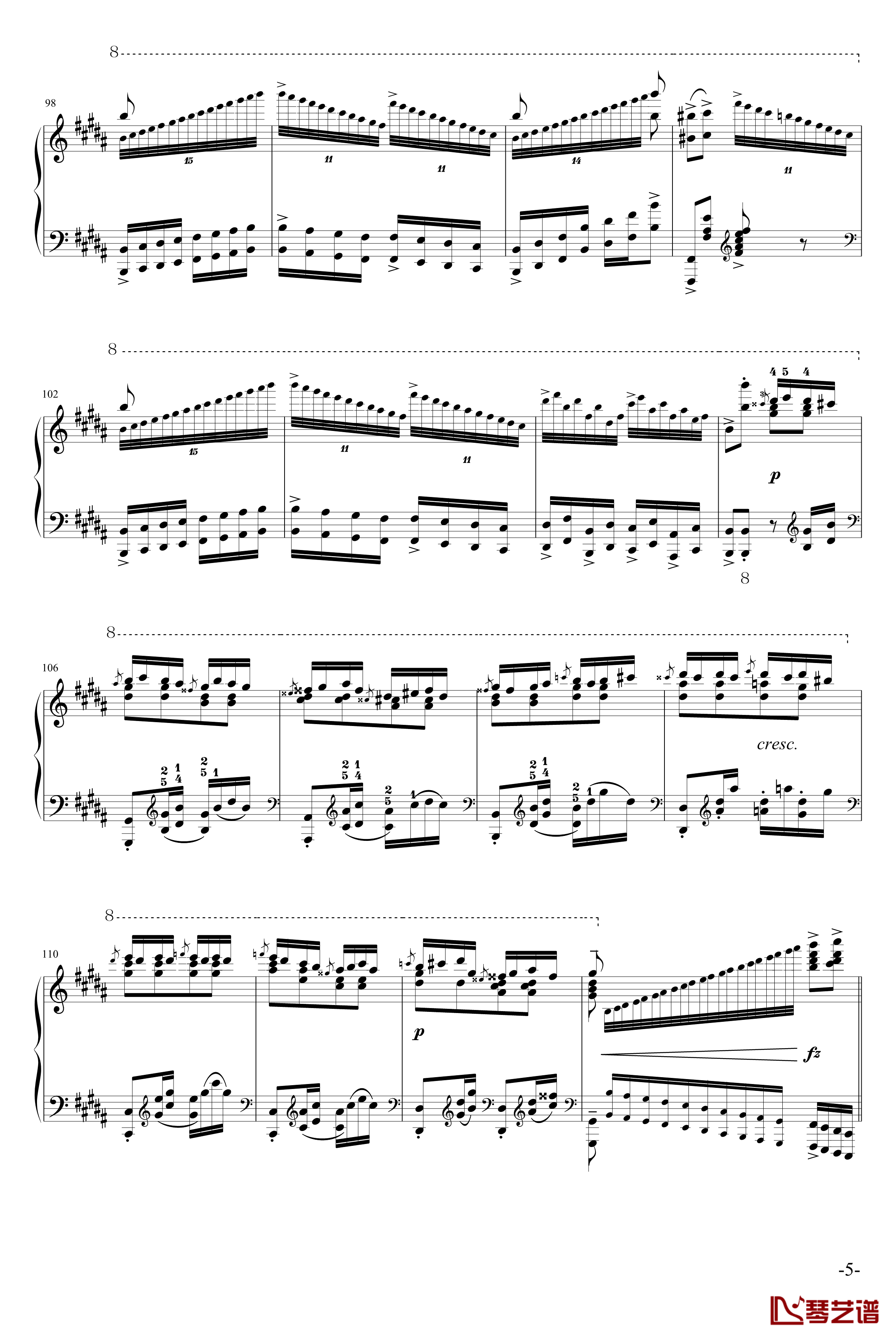 土耳其进行曲钢琴谱-改编版-莫扎特5