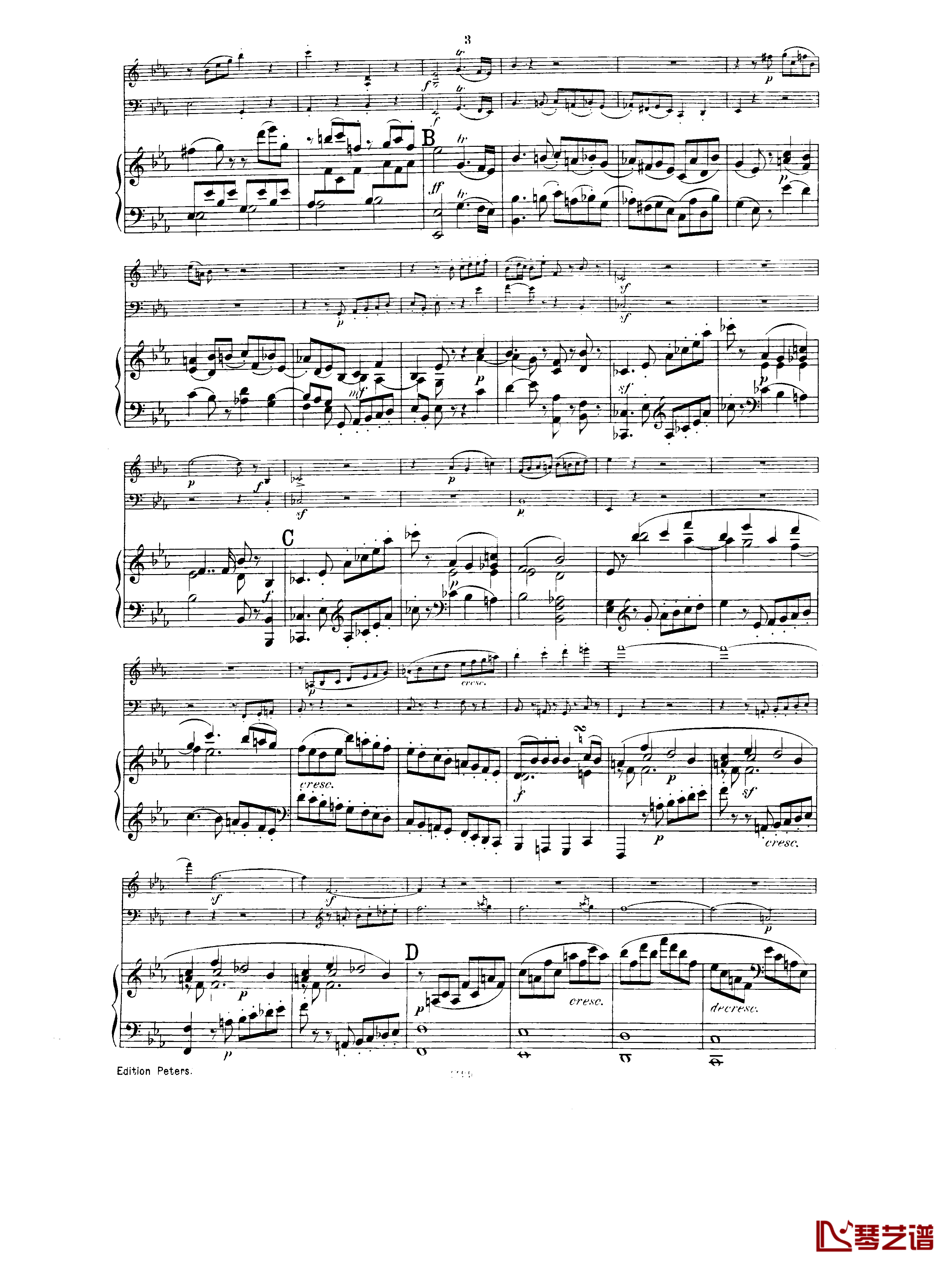  降E大调第一钢琴三重奏  Op.12钢琴谱-胡梅尔2