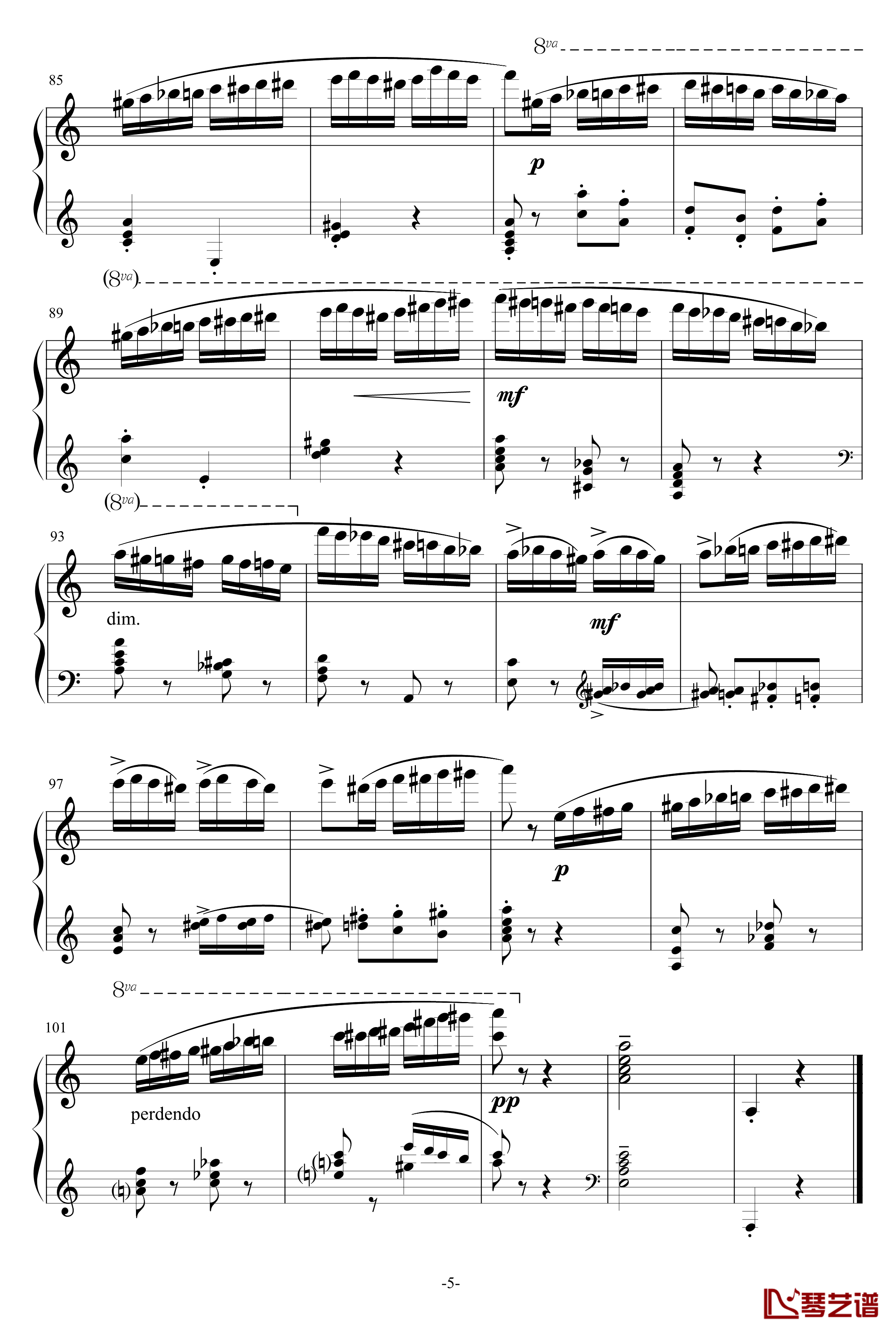 野蜂飞舞钢琴谱-钢琴曲-里姆斯基-柯萨科夫5