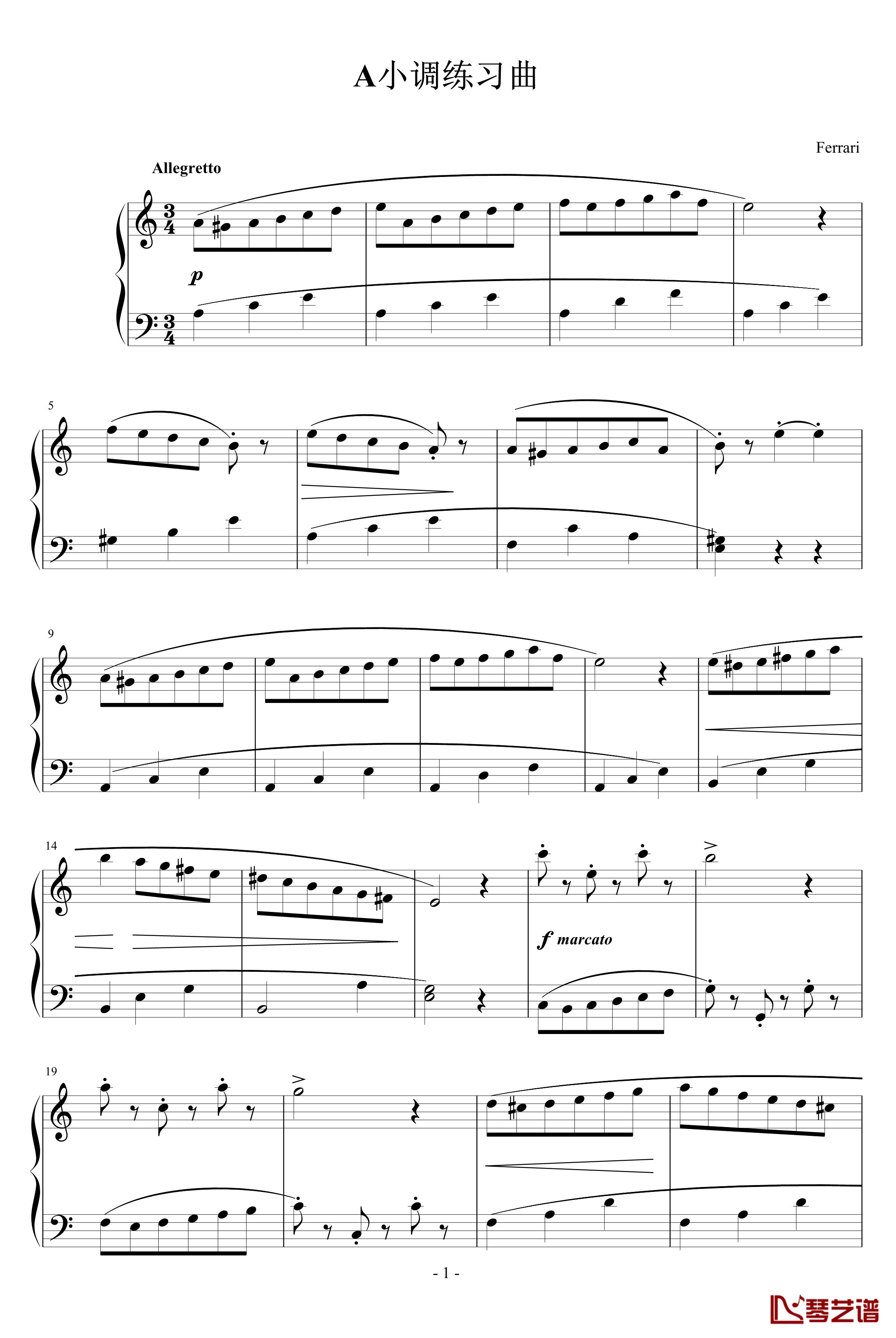 A小调练习曲钢琴谱-杜佛诺伊1