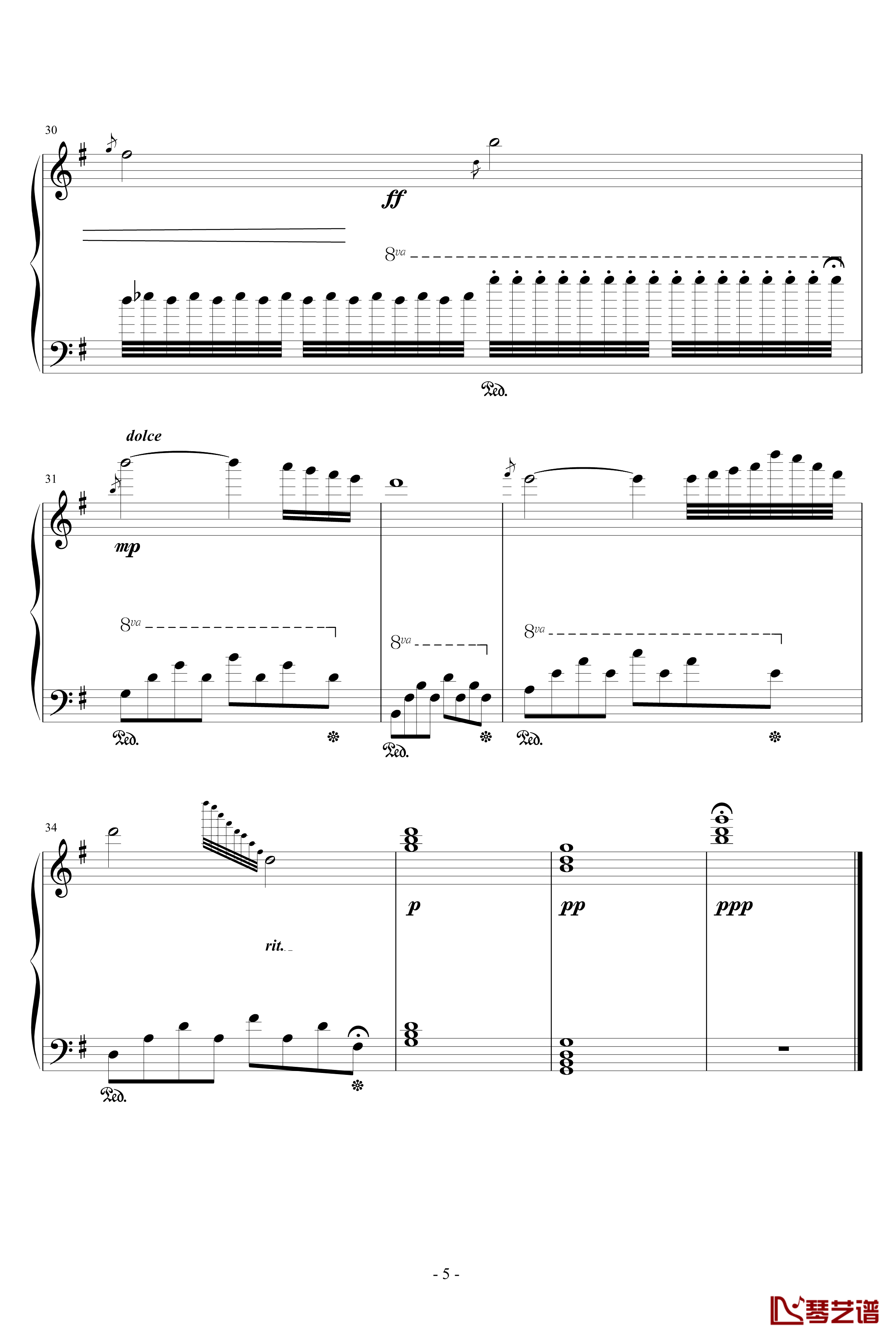 流星的幻想钢琴谱-升c小调5