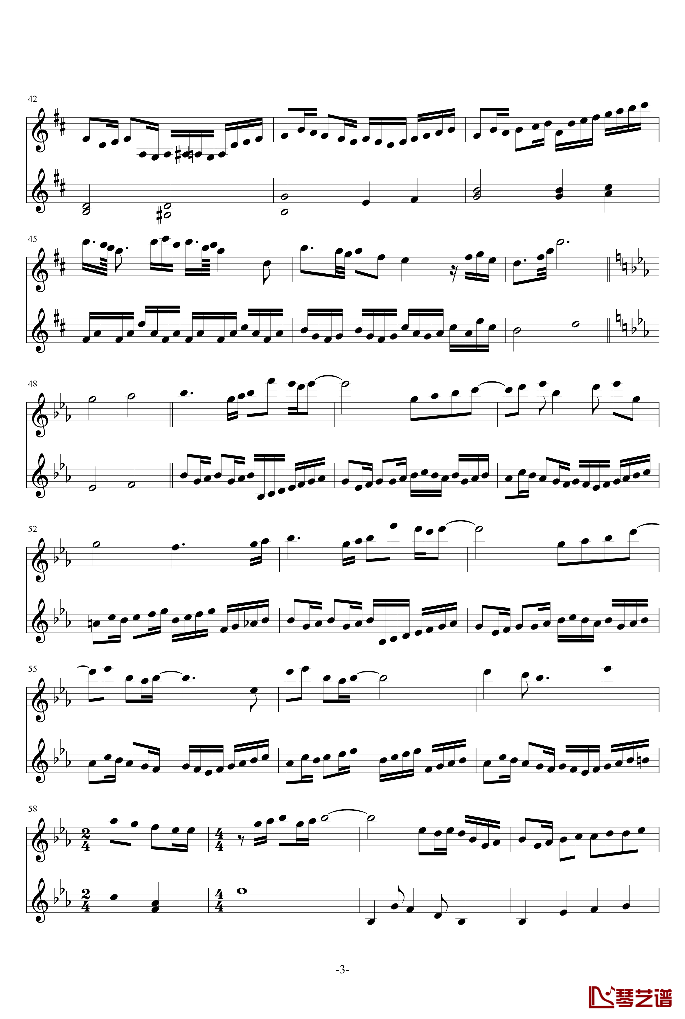 卡农欢乐版钢琴谱-双小提琴版-帕赫贝尔-Pachelbel3
