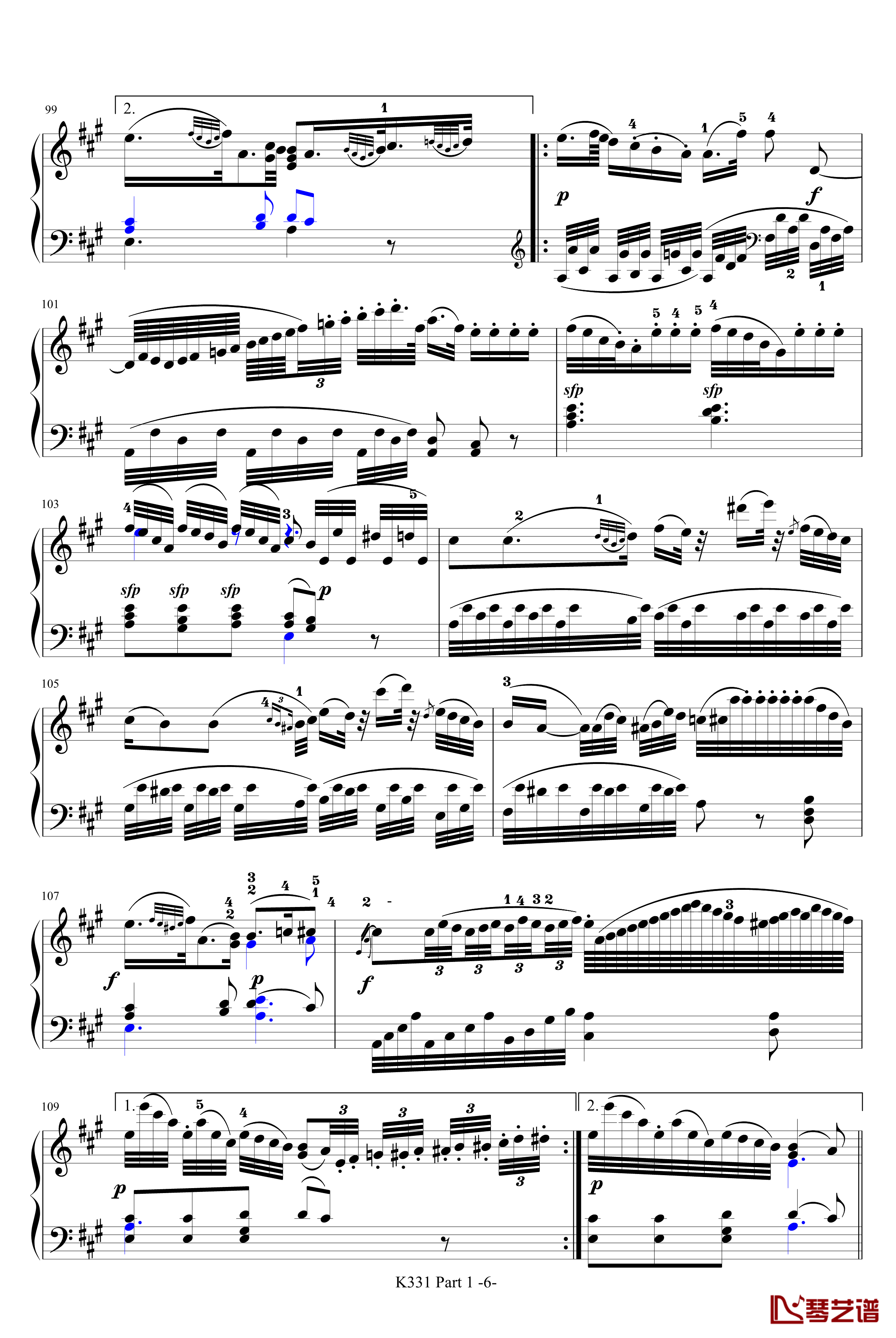 K331第一乐章钢琴谱-带指法-莫扎特6