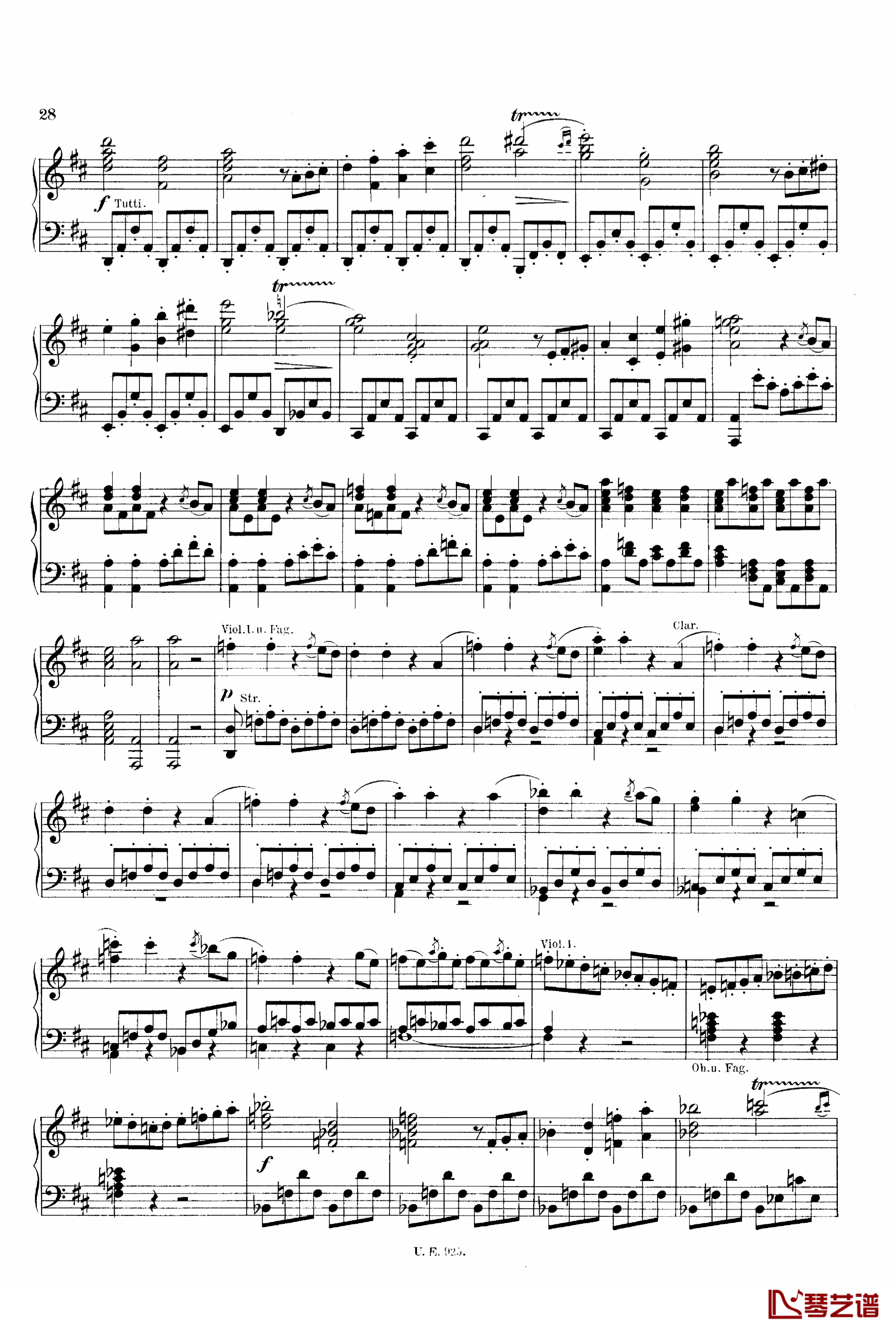 D大调第一交响曲 D.82钢琴谱-舒伯特28