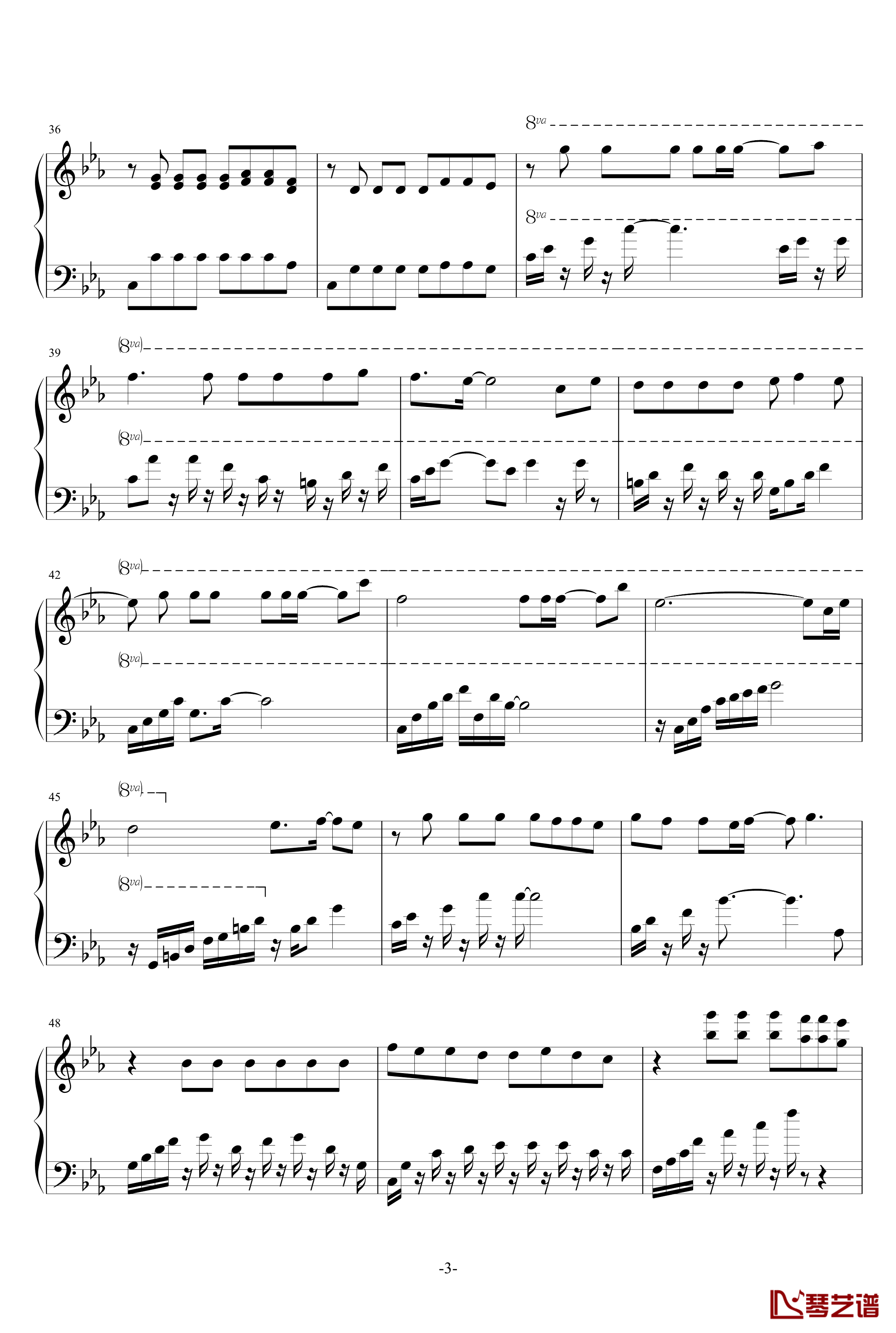 星光钢琴谱-夜空闪烁版-S.H.E3