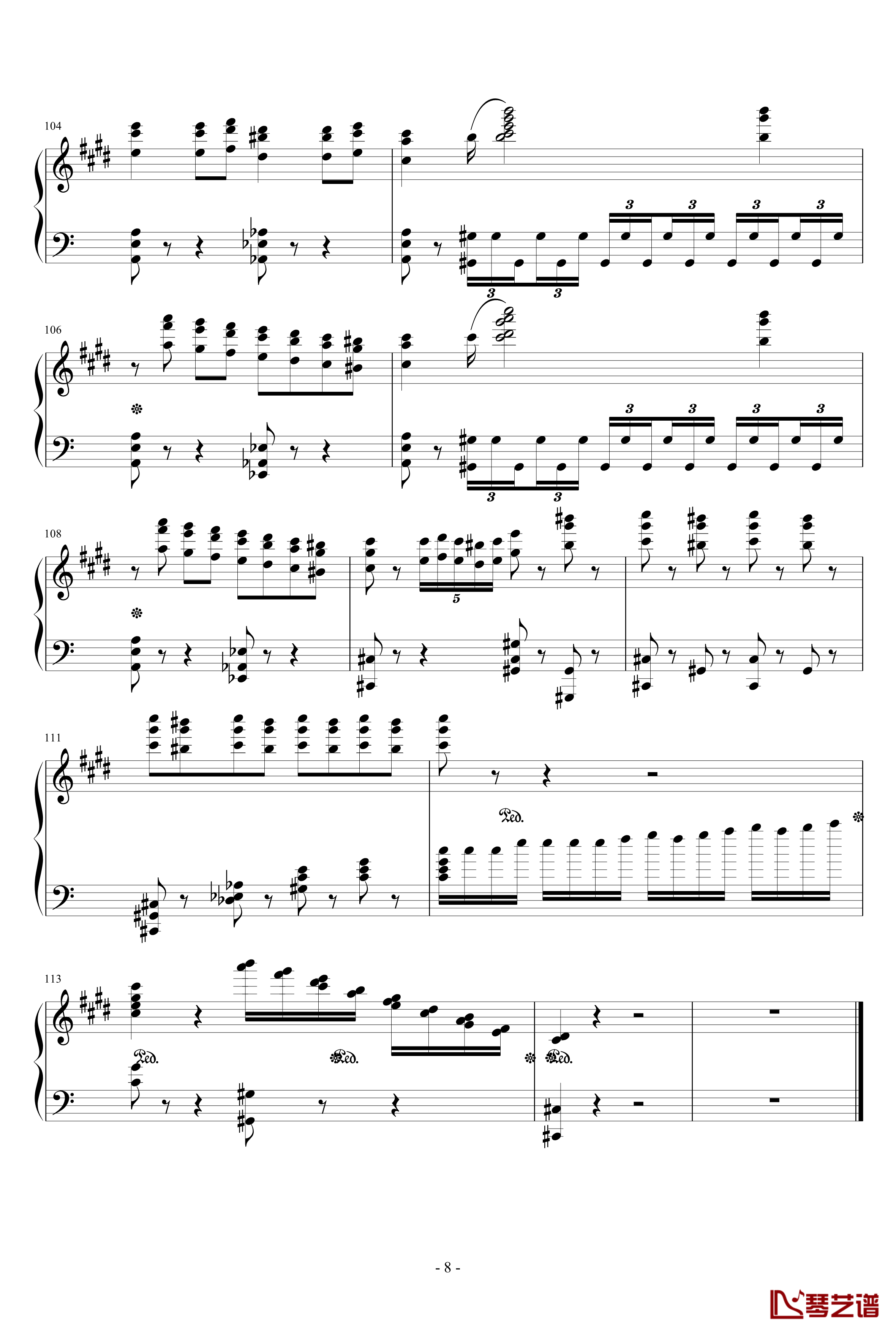 悲伤·第三乐章钢琴谱-贝多芬-beethoven8
