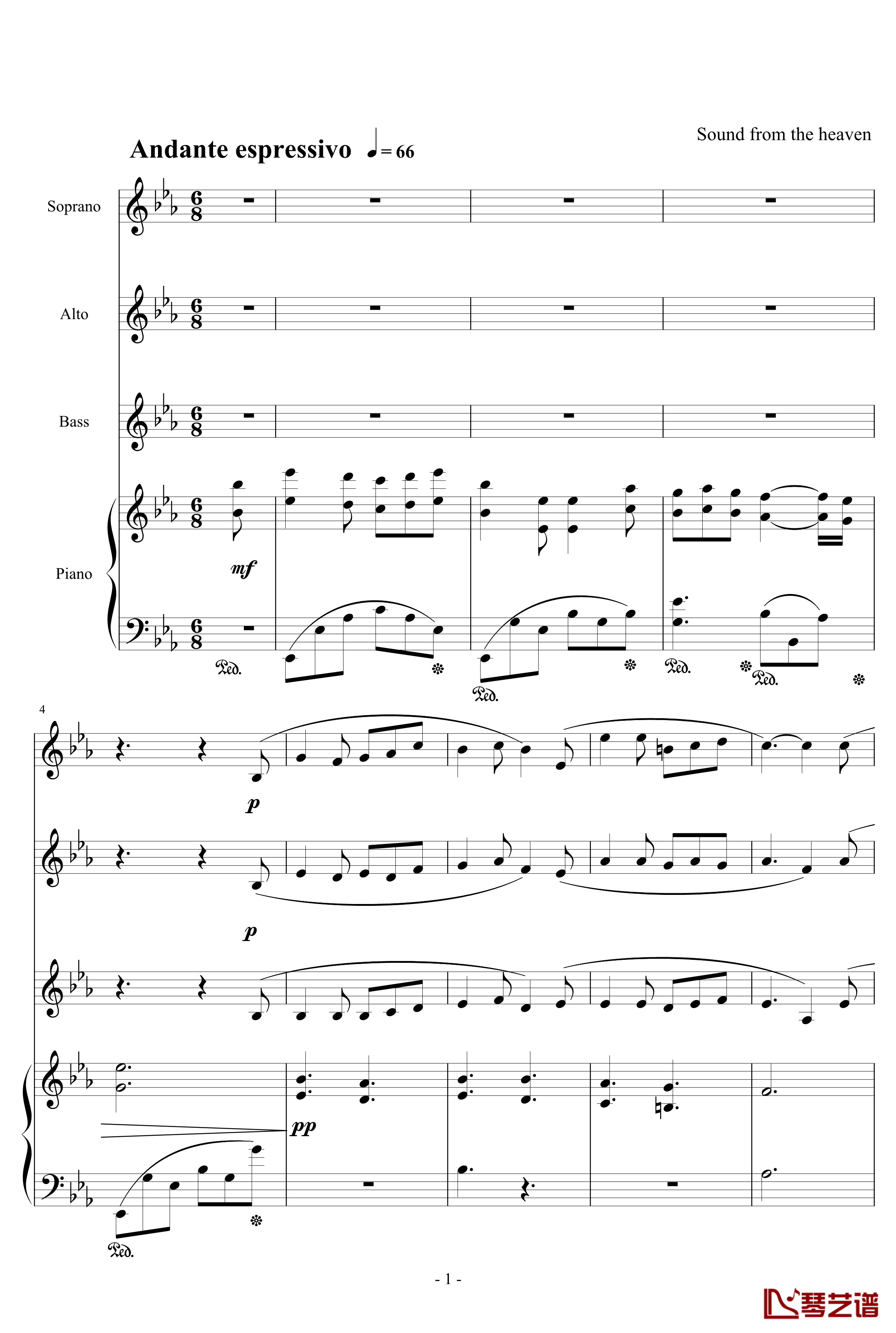 无词歌No.1钢琴谱-天籁传声1
