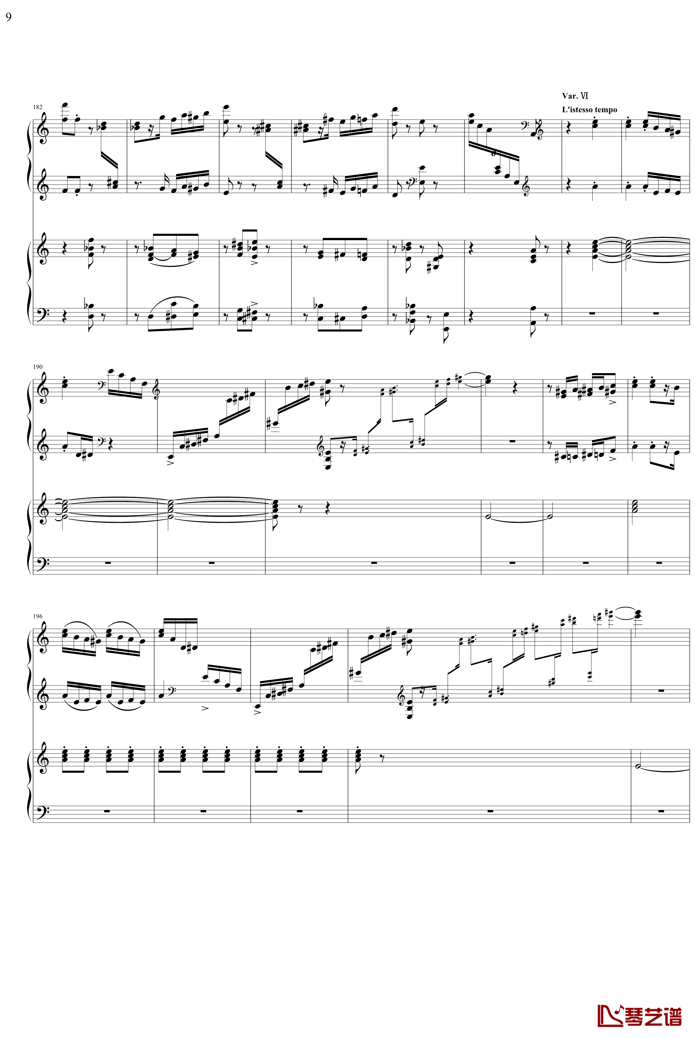 帕格尼主题狂想曲钢琴谱-1~10变奏-拉赫马尼若夫9
