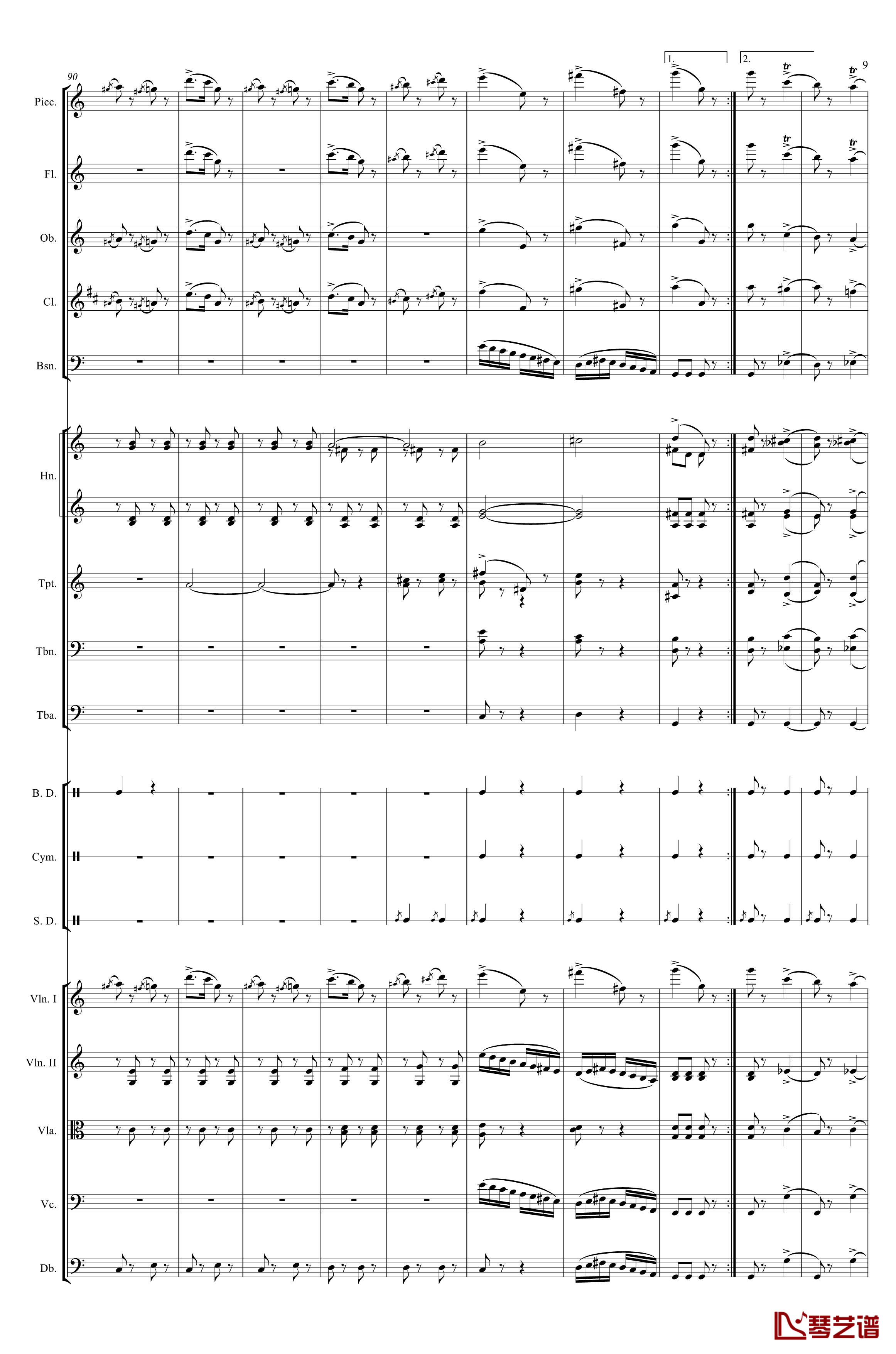 电闪雷鸣的快速波尔卡钢琴谱-Johann Jr. Strauss9