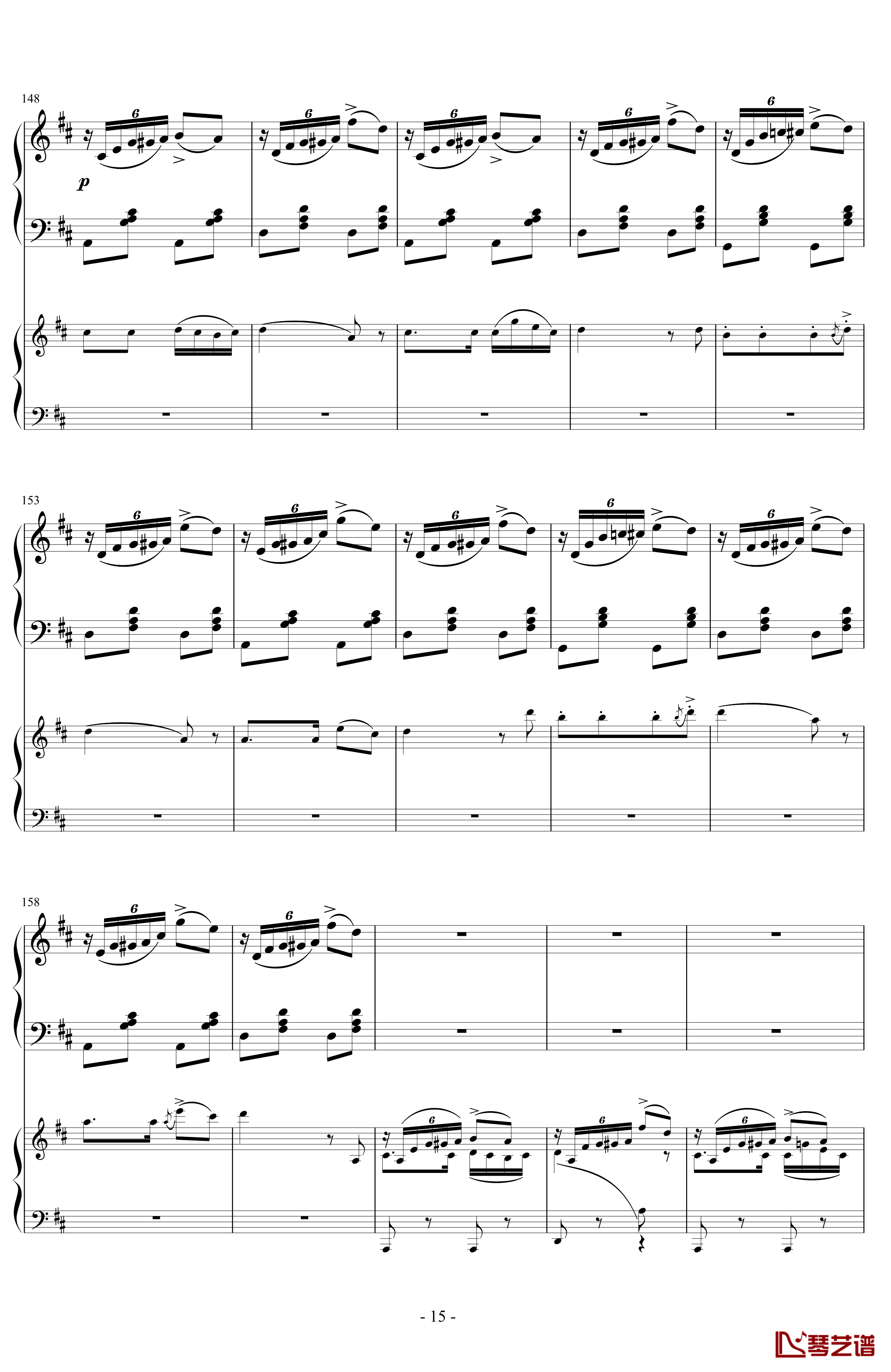 A大调弦乐五重奏“鳟鱼”第四乐章钢琴谱-两架钢琴谱-舒伯特15