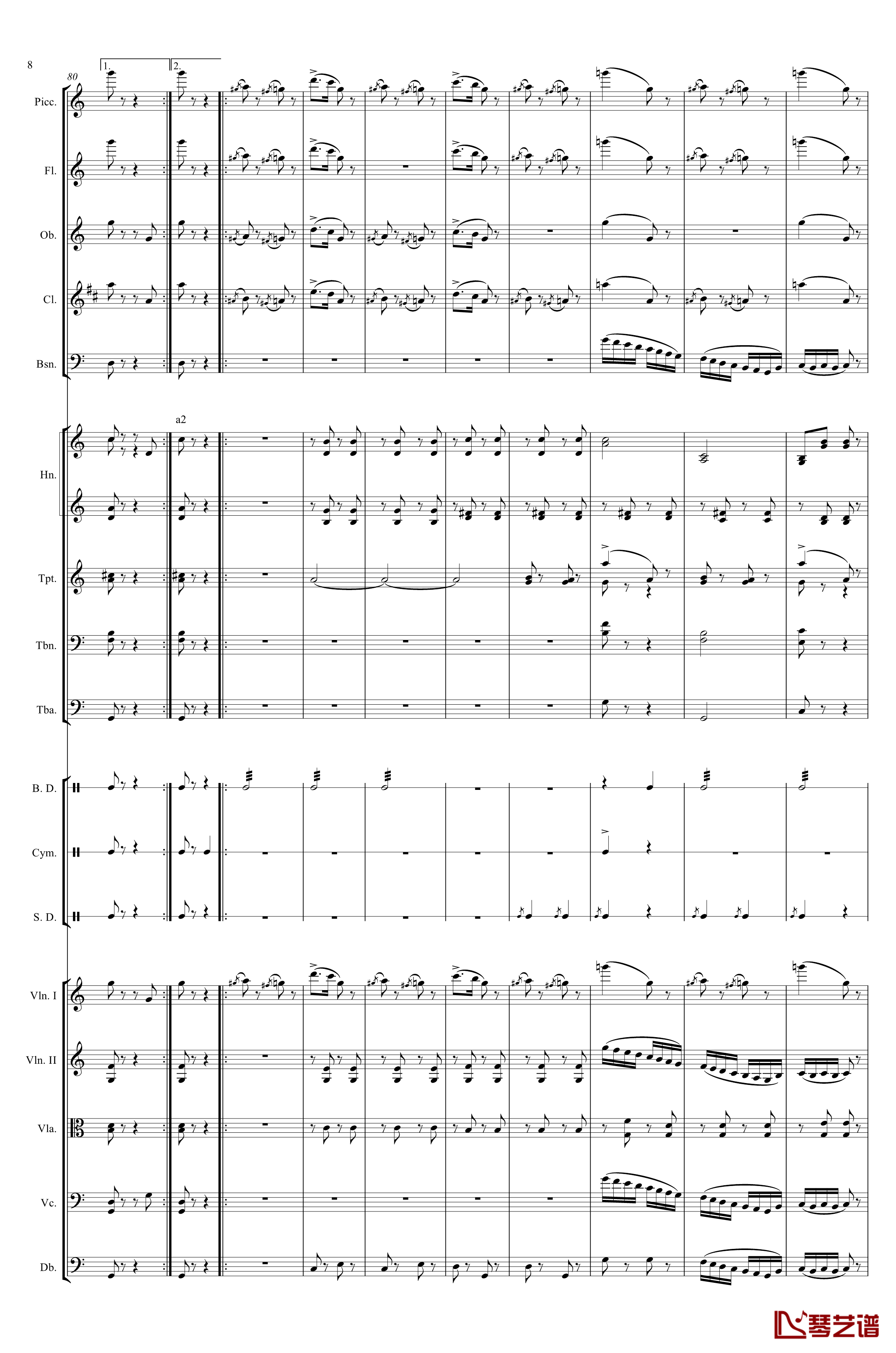 电闪雷鸣的快速波尔卡钢琴谱-Johann Jr. Strauss8