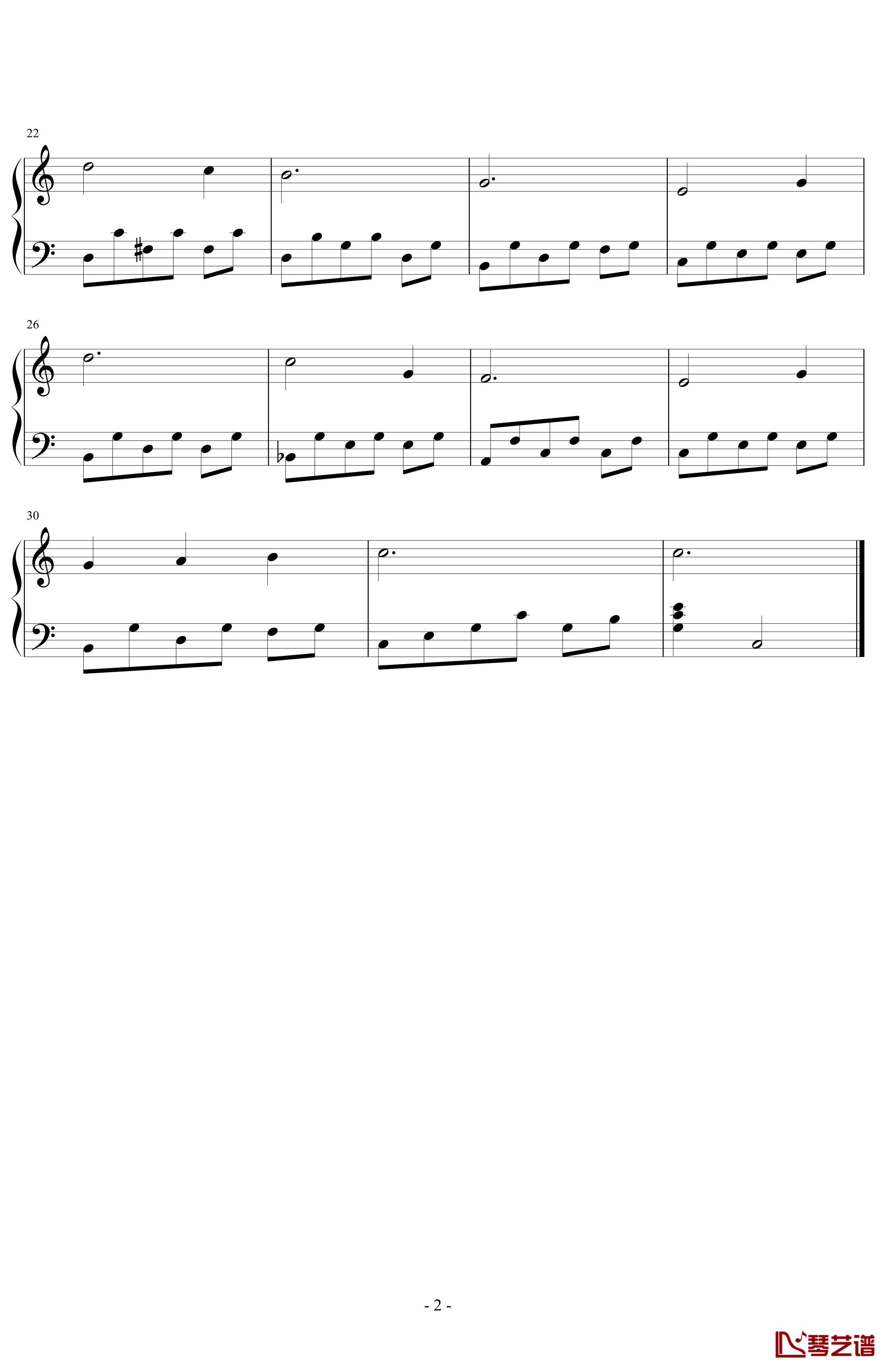 雪绒花钢琴谱-给初学者编配的最简易版-世界名曲2