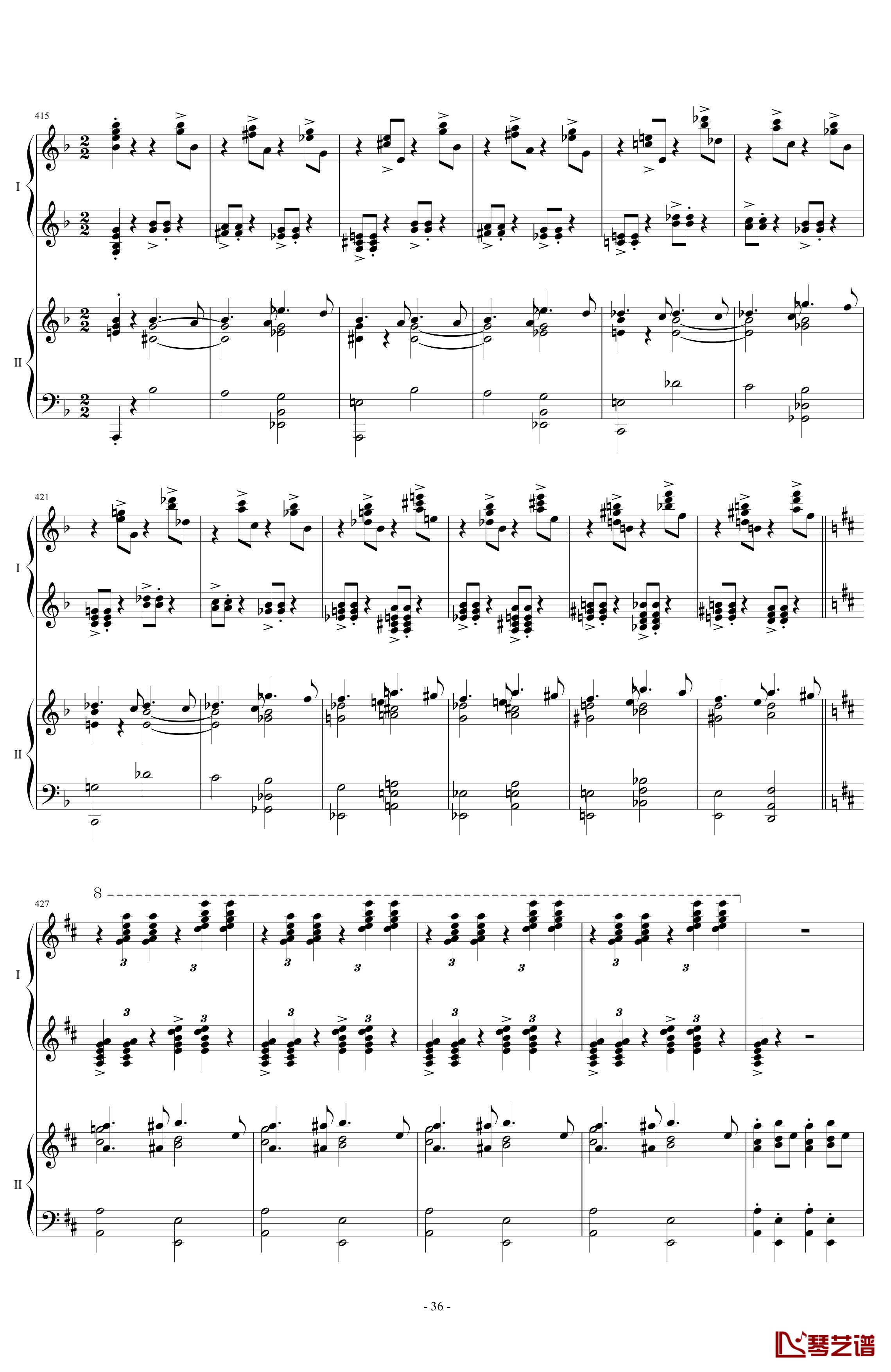 拉三第三乐章41页双钢琴钢琴谱-最难钢琴曲-拉赫马尼若夫36