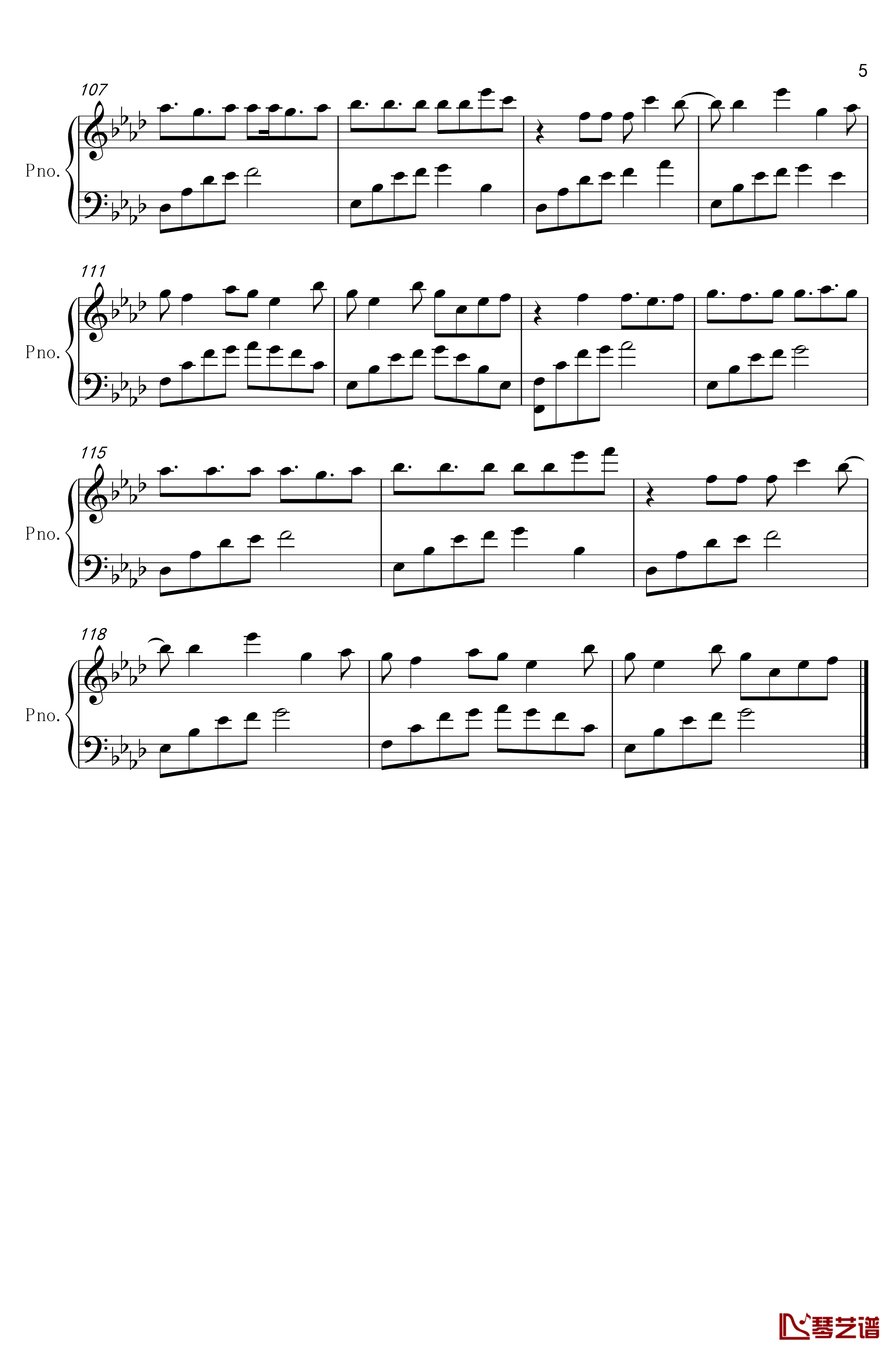 星辰色钢琴谱-独奏版5