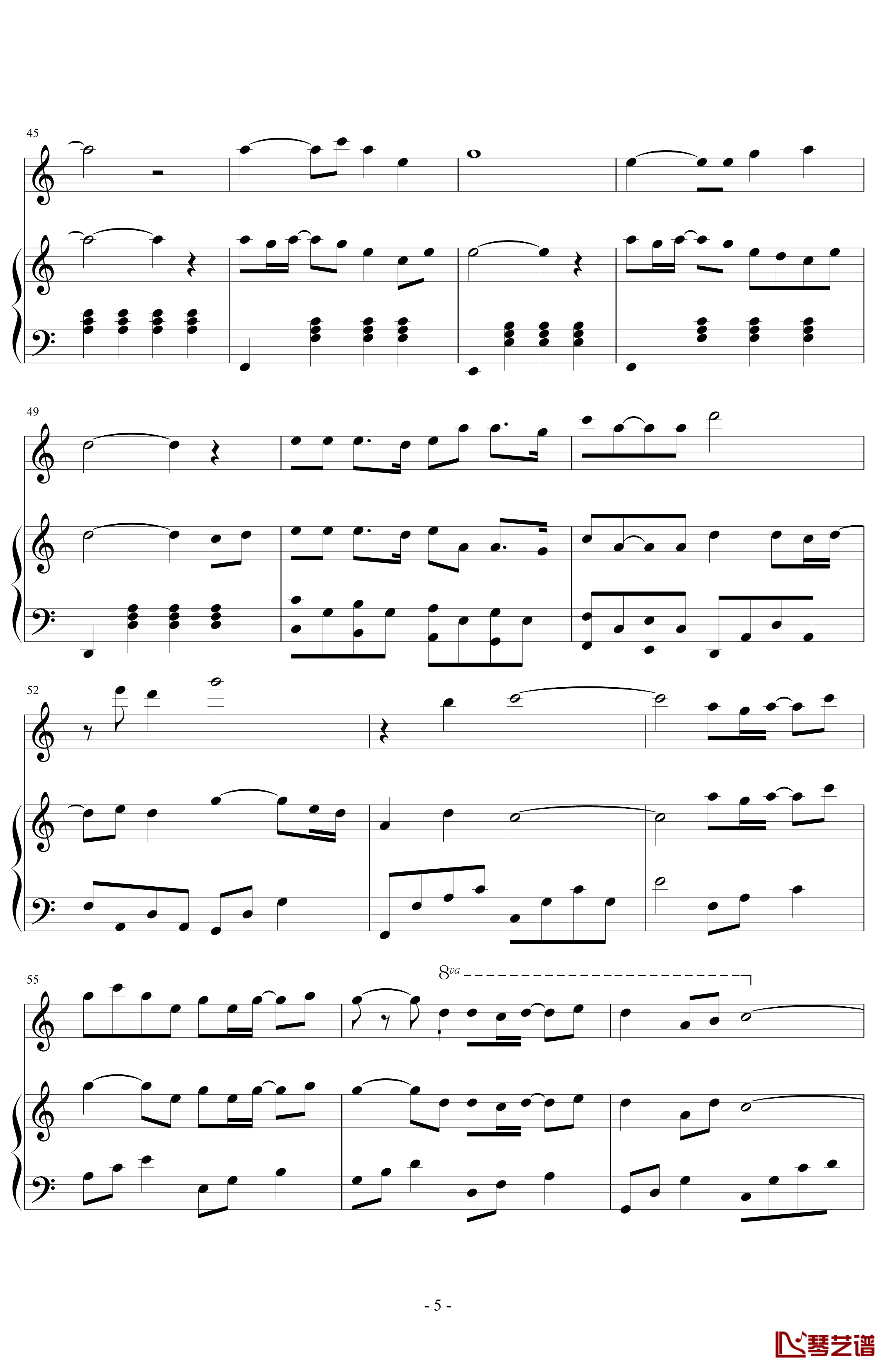 白色玫瑰钢琴谱-Musicxia5