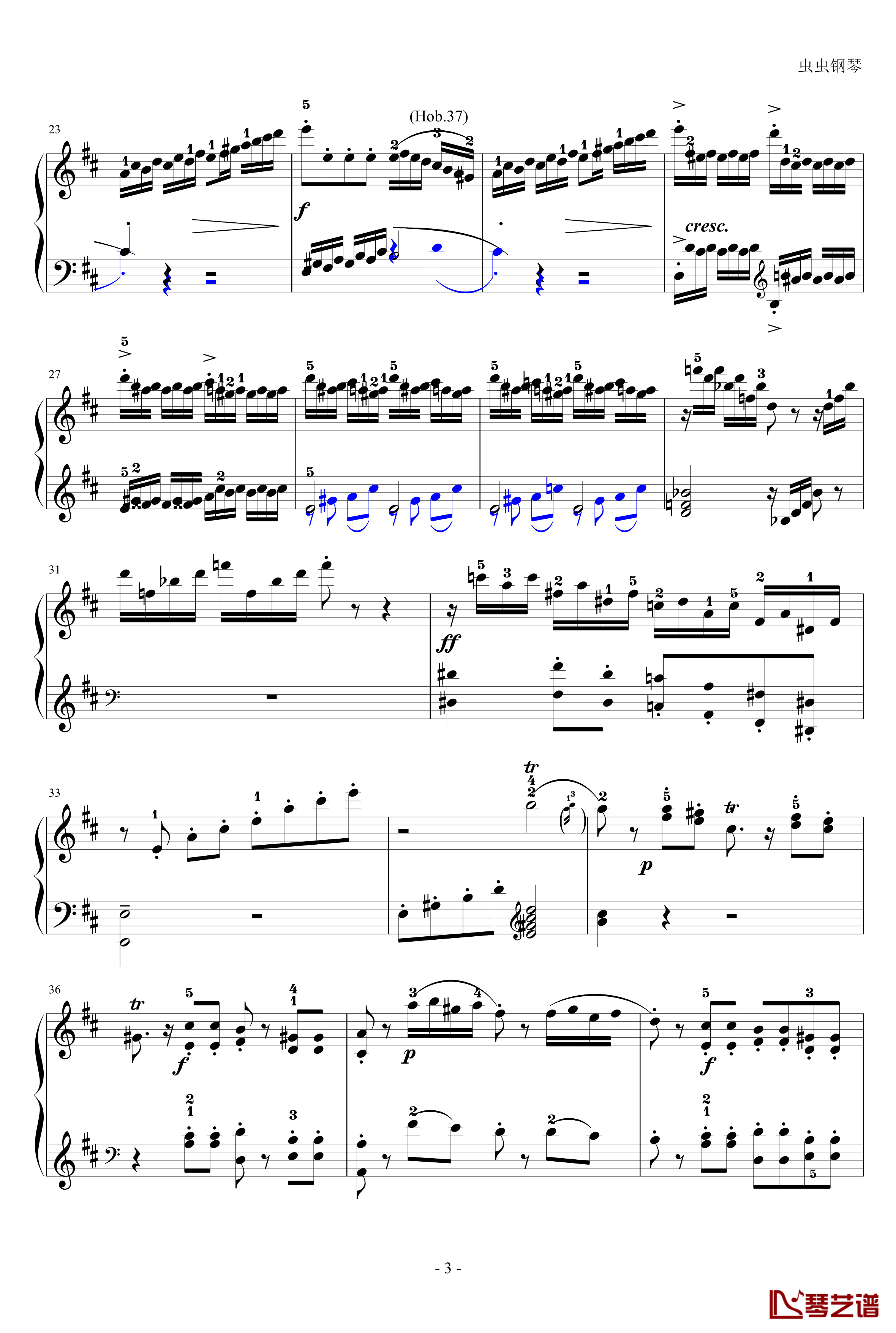 D大调奏鸣曲钢琴谱-海顿3