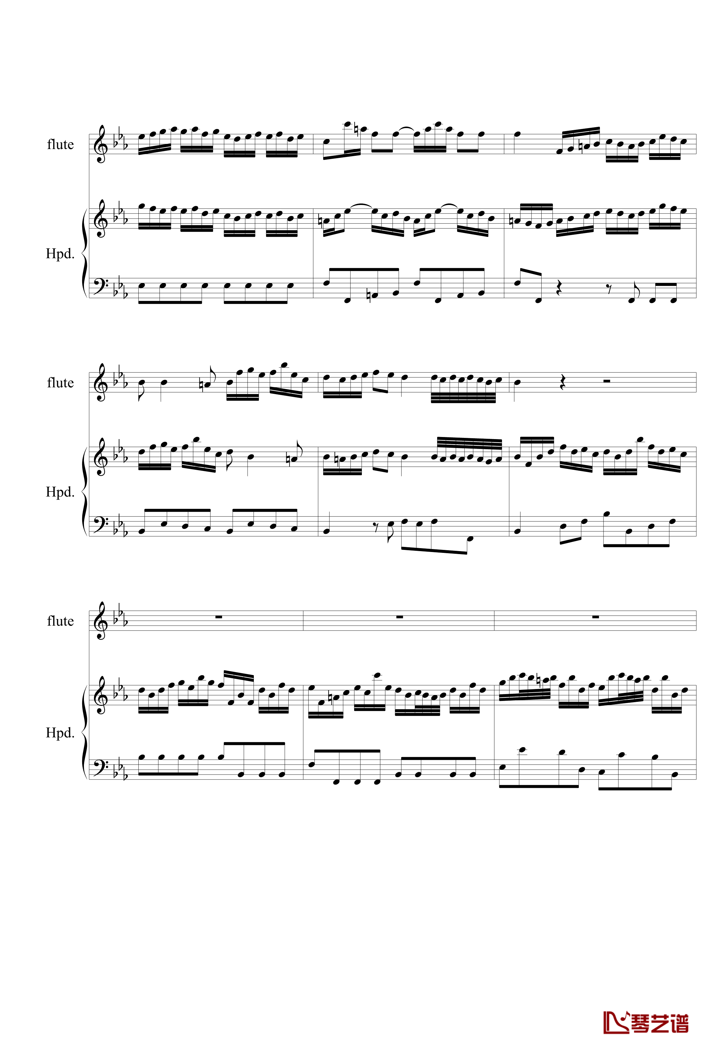 羽管键琴协奏曲BWV1031第一乐章钢琴谱-巴赫-P.E.Bach3
