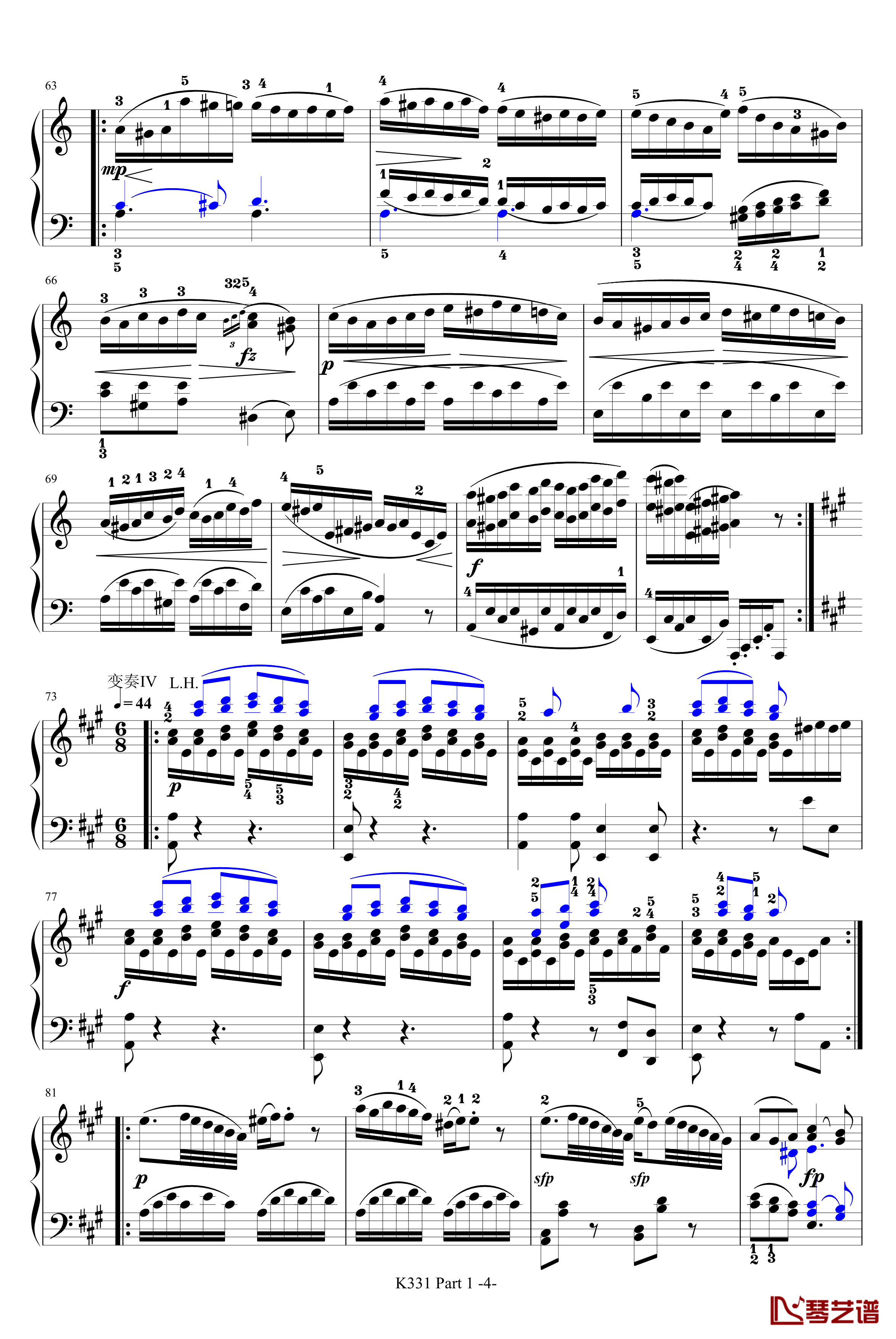 K331第一乐章钢琴谱-带指法-莫扎特4