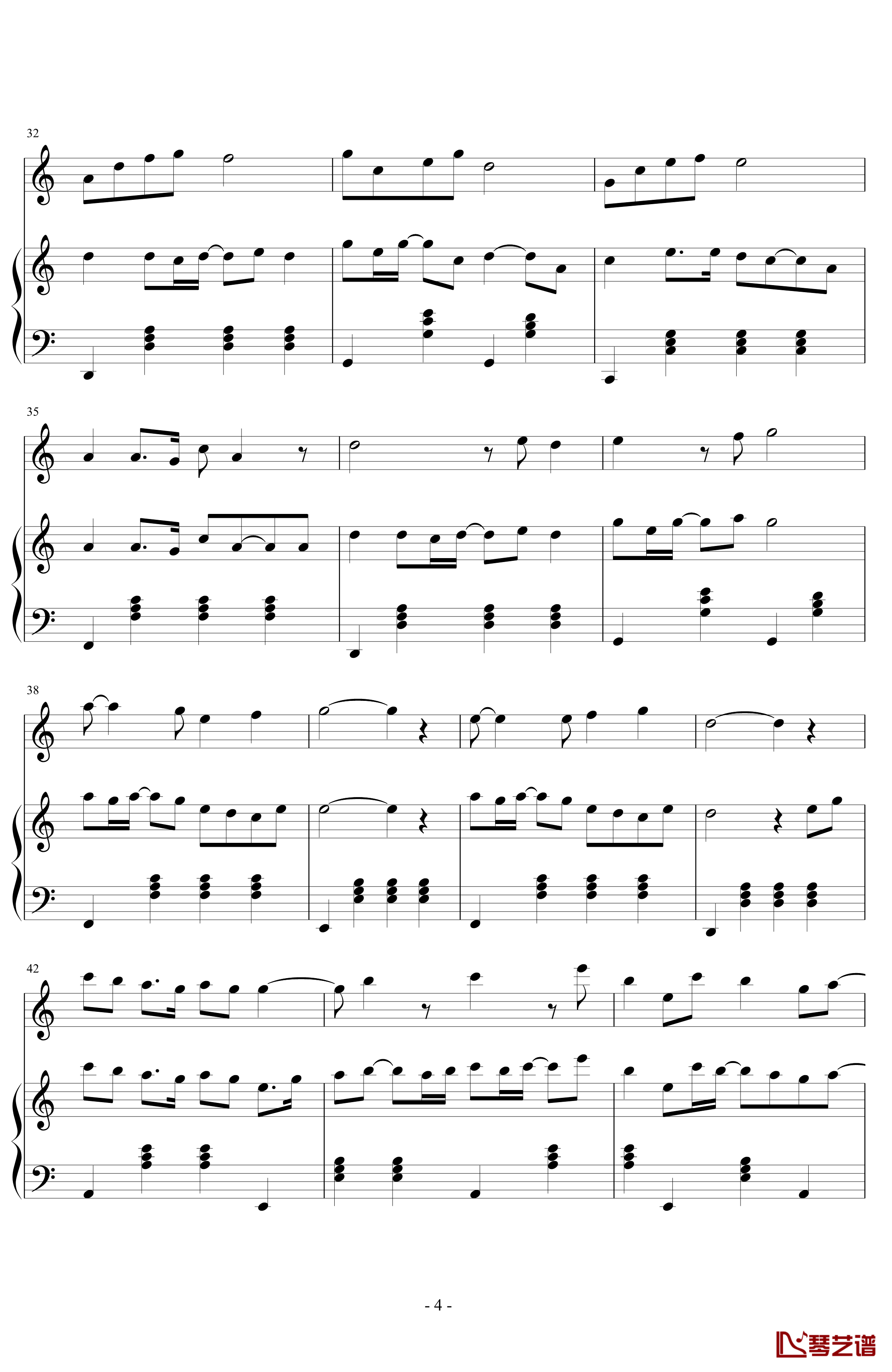 白色玫瑰钢琴谱-Musicxia4