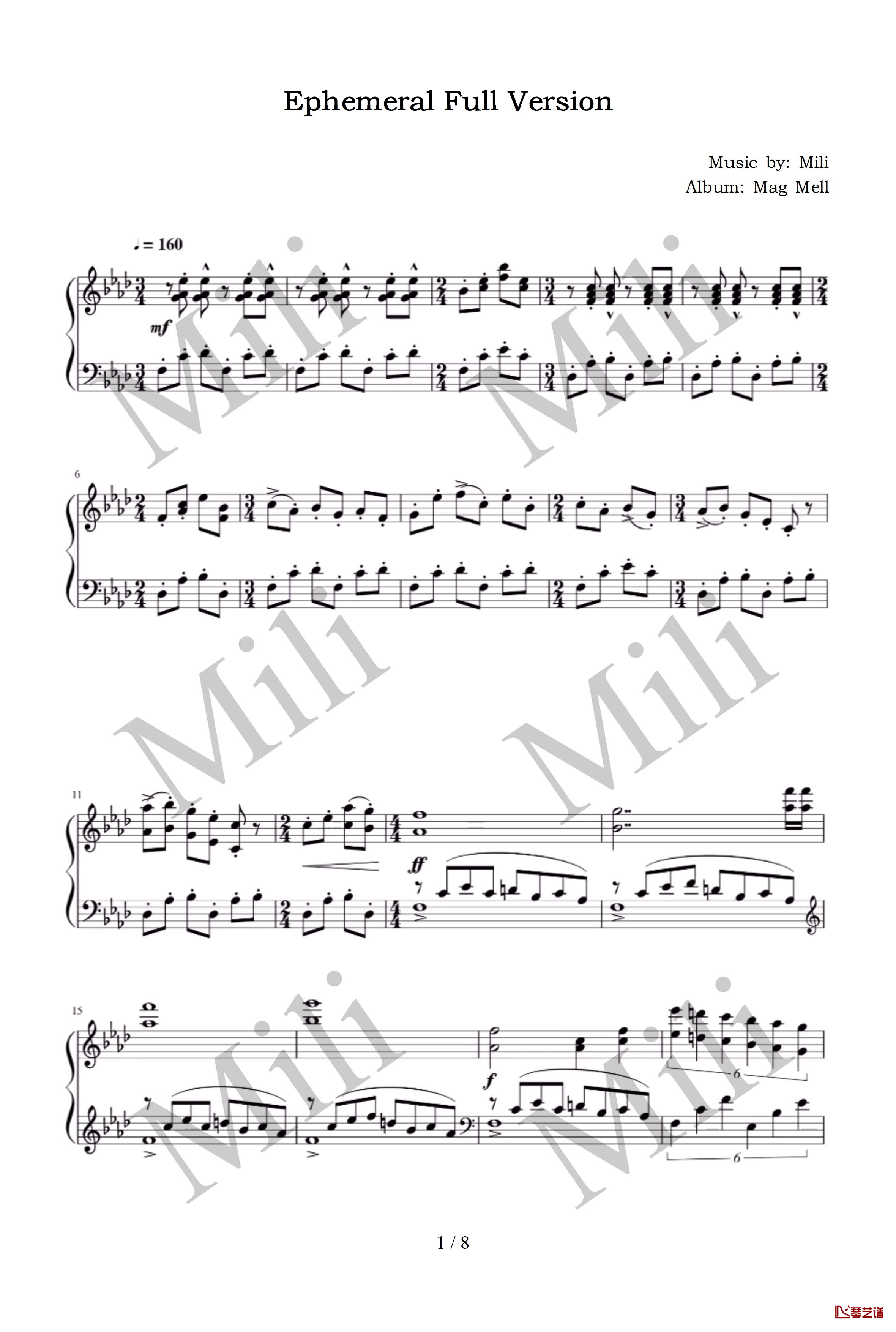 Ephemeral Full Version钢琴谱-Mili1