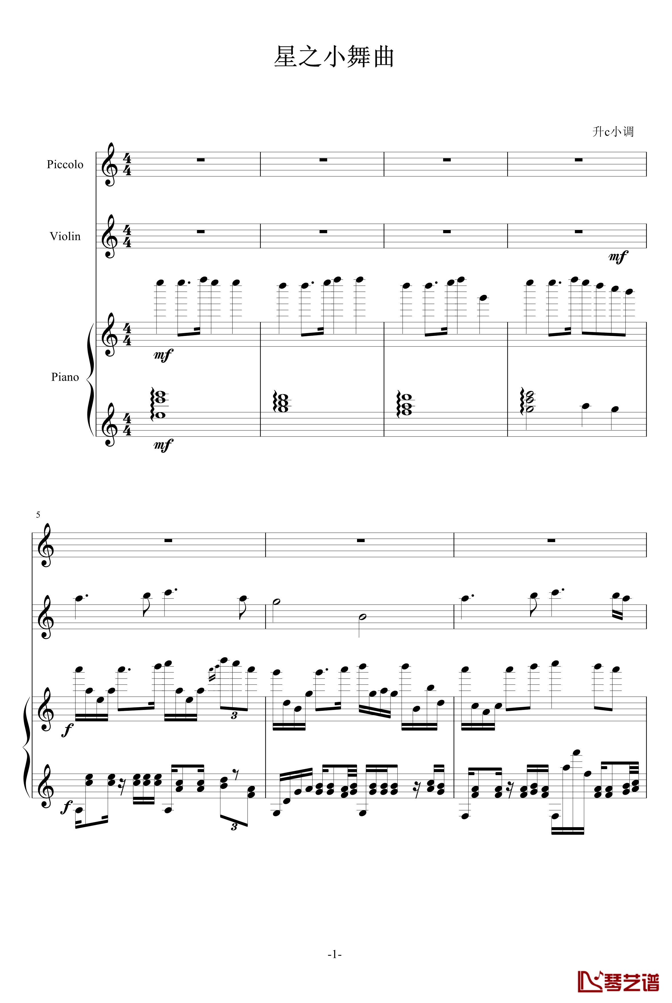 星之小舞曲钢琴谱-升c小调1