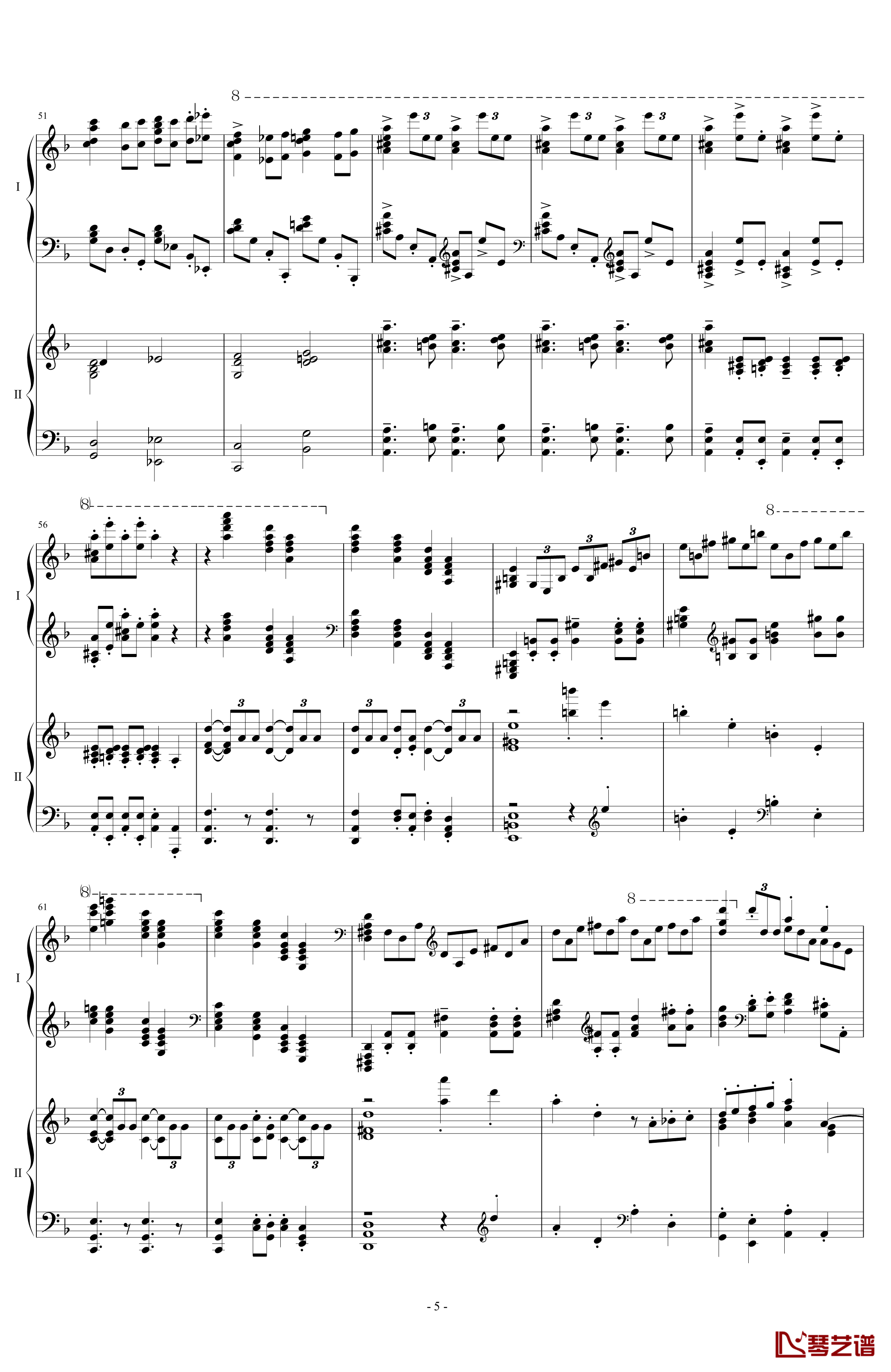 拉三第三乐章41页双钢琴钢琴谱-最难钢琴曲-拉赫马尼若夫5