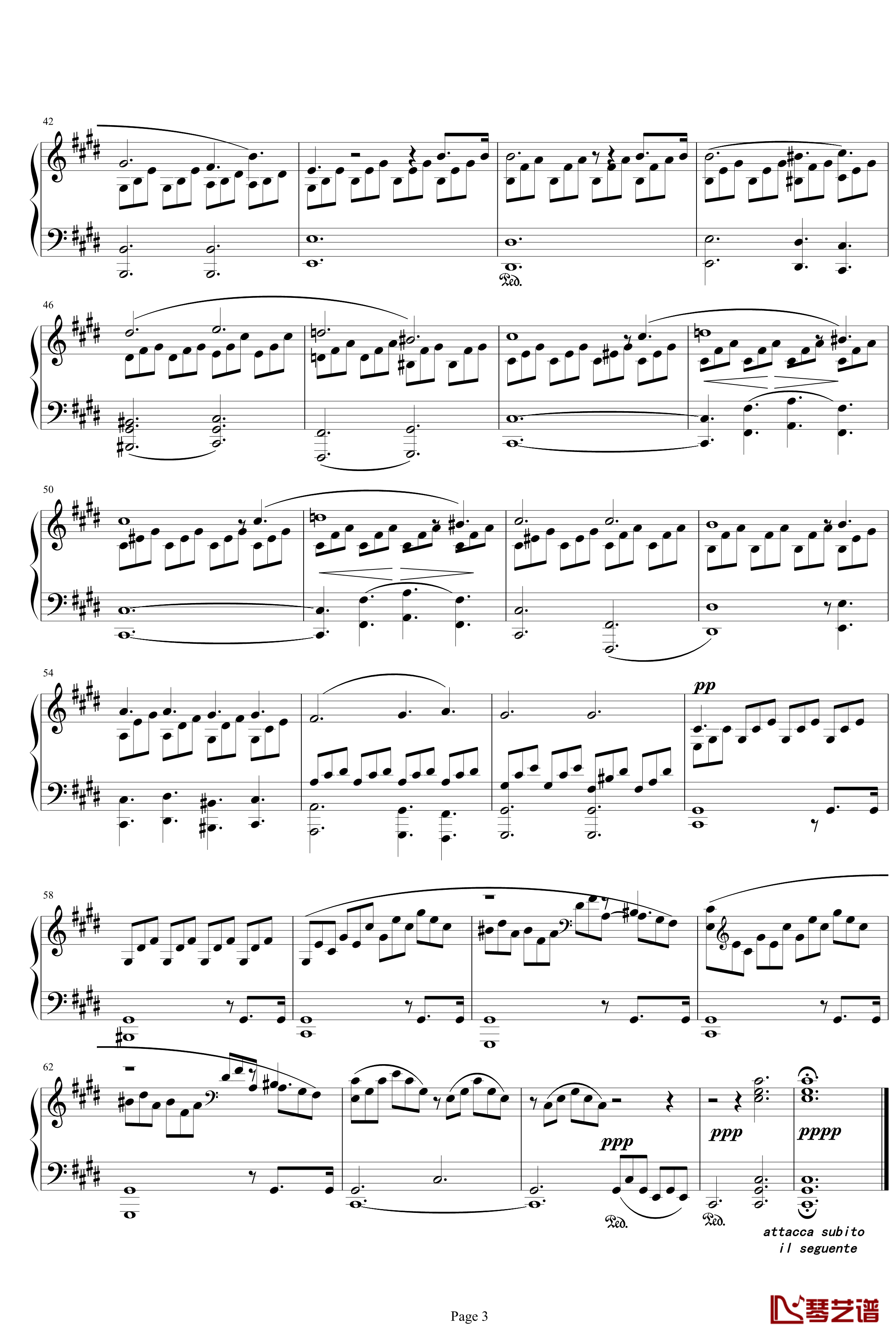 贝多芬月光曲第一乐章钢琴谱-beethoven3