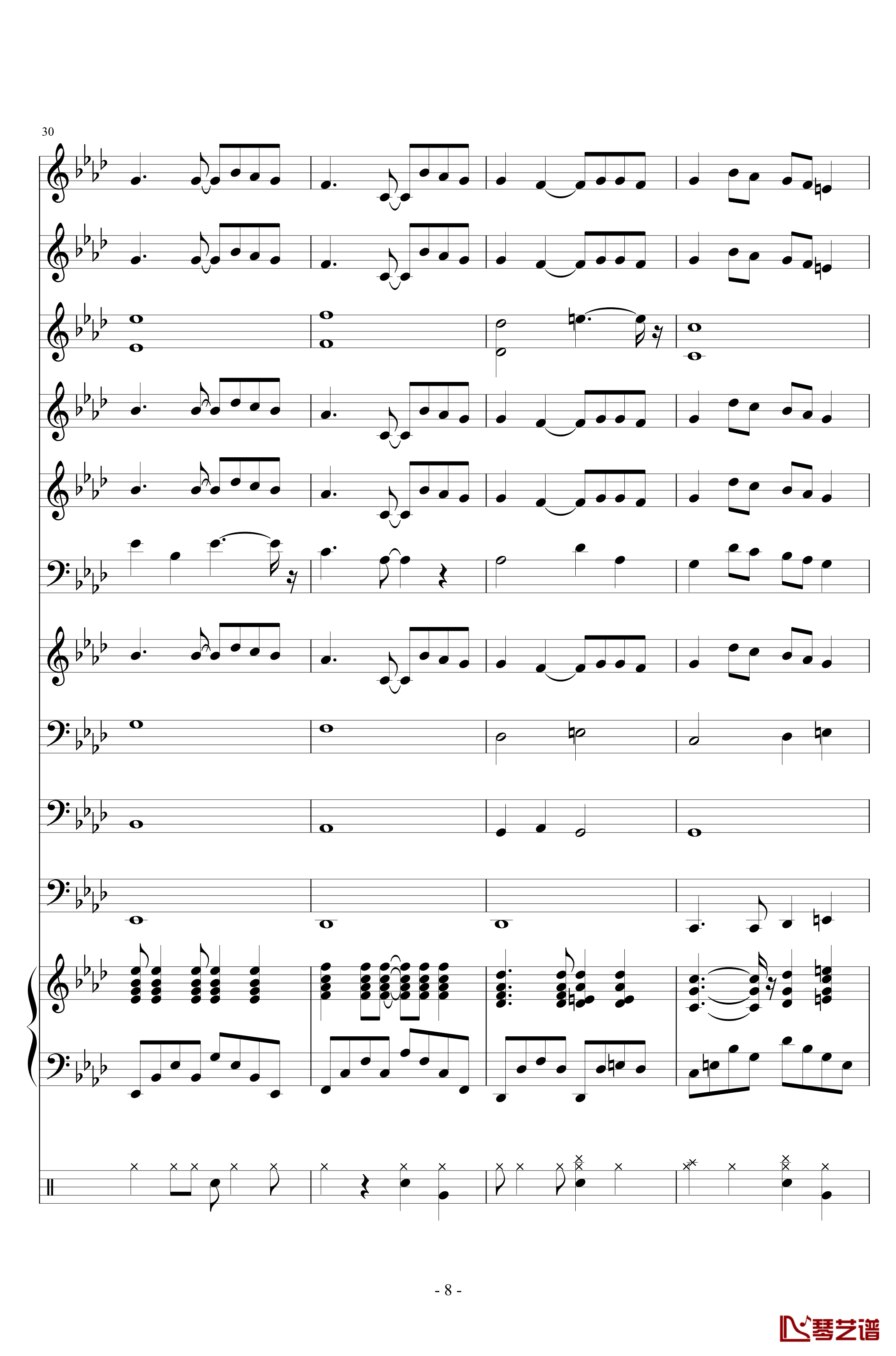十年钢琴谱-陈奕迅- 小型管乐总谱8