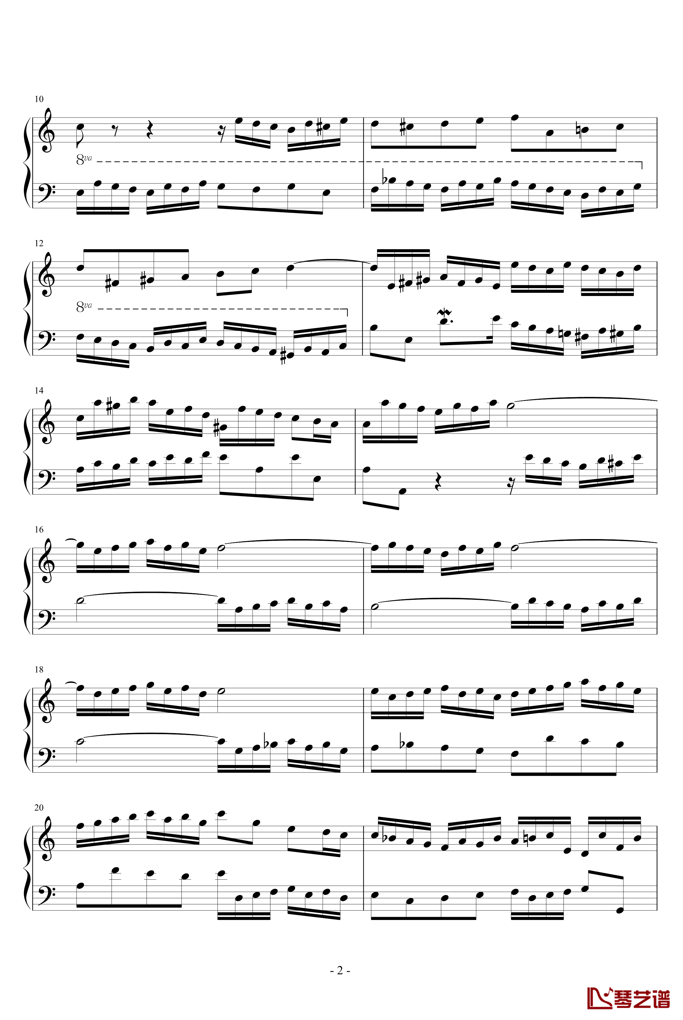 C大调创意曲钢琴谱-巴赫2