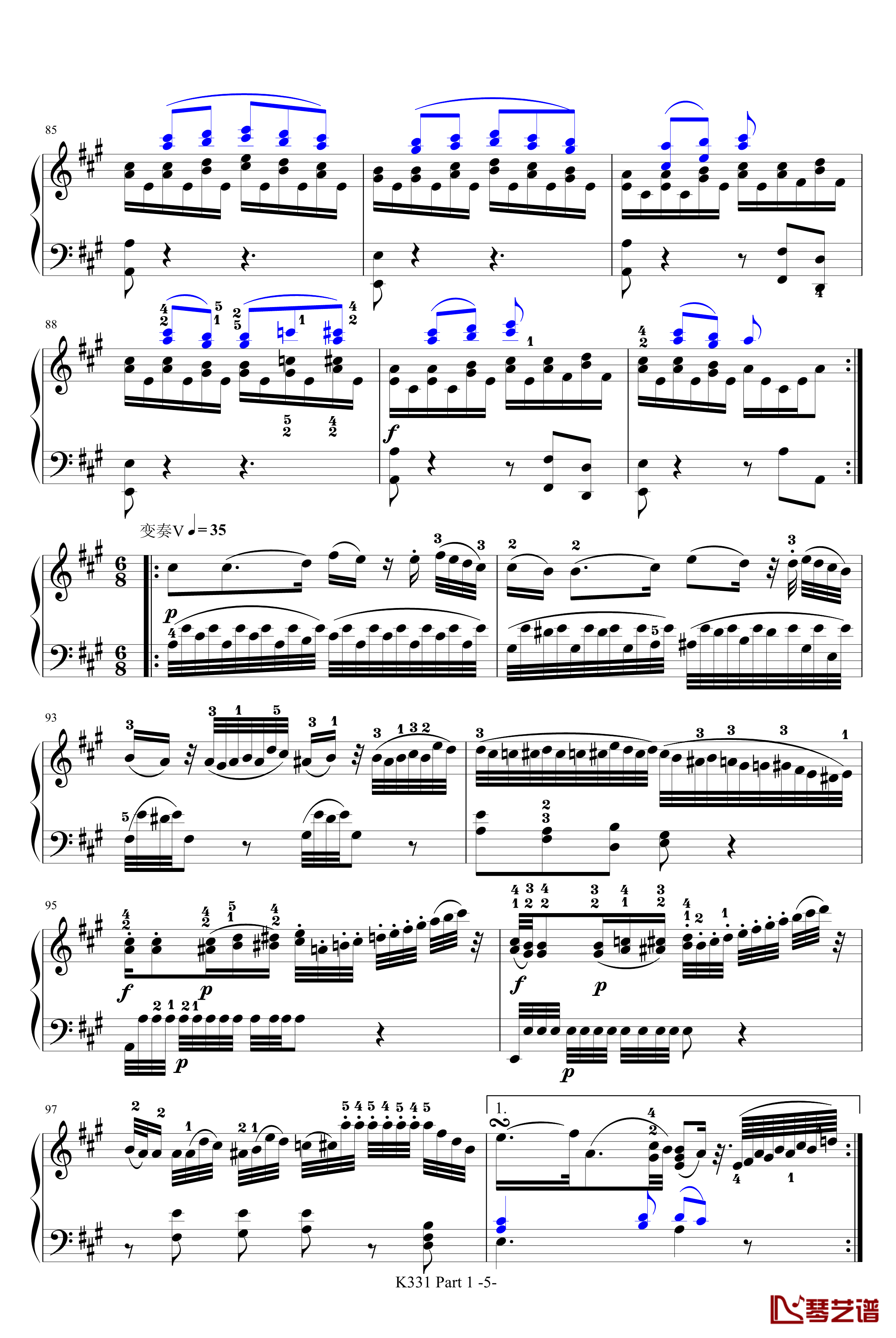 K331第一乐章钢琴谱-带指法-莫扎特5