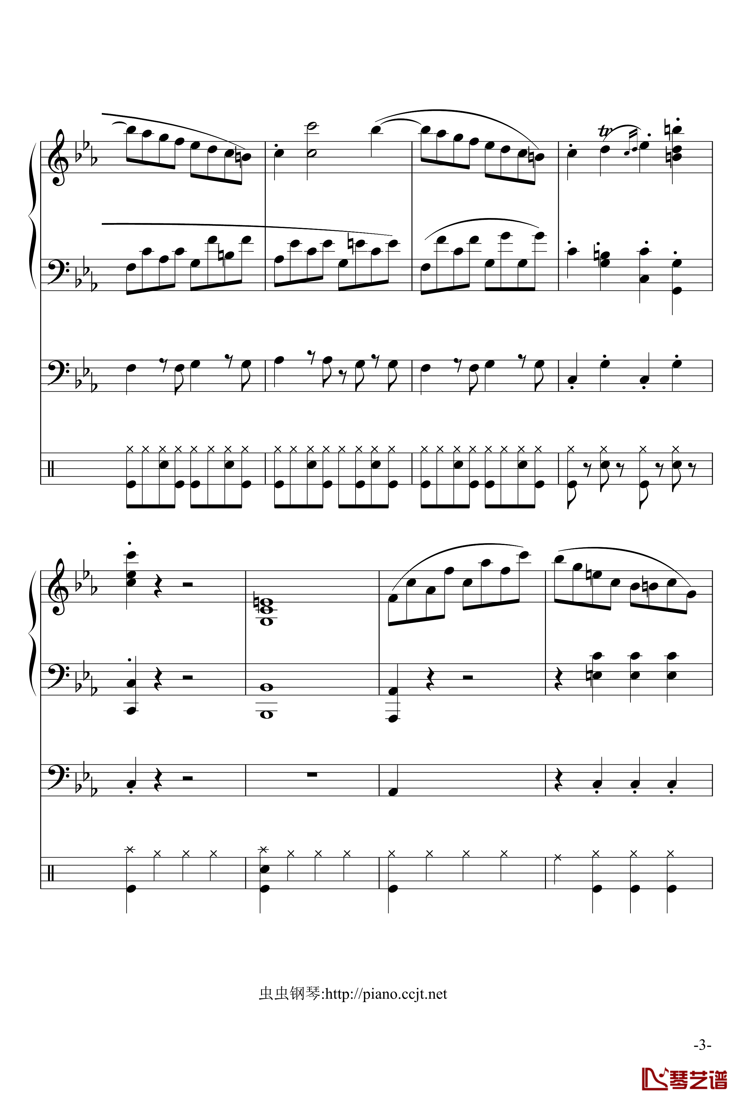 悲怆奏鸣曲钢琴谱-加小乐队-贝多芬-beethoven3